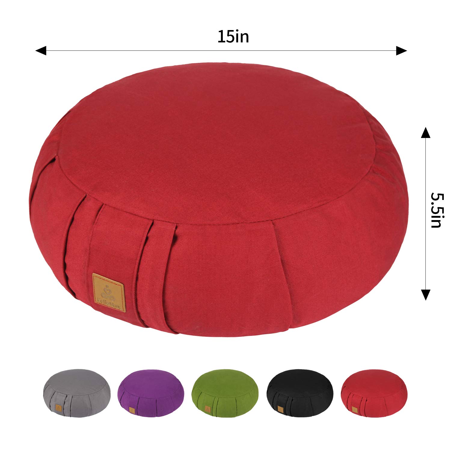 Cuscino rotondo da meditazione con grano saraceno, D = 38 cm H = 14 cm, cuscino da meditazione Zafu/Zabuton, cuscino da yoga, pouf da pavimento, fodera in cotone biologico con cerniera,