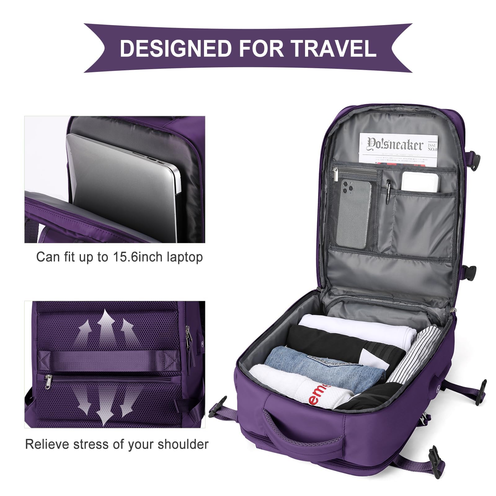 SZLX Borse da Cabina per Easyjet 45x36x20 Zaino da Viaggio Donna Ryanair 40x20x25 Bagaglio a Mano con porta usb zaino da viaggio aereo bagaglio a mano zaino per laptop Casual Daypack