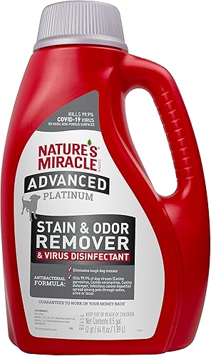 Nature's Miracle Advanced Platinum Eliminador de manchas y olores y desinfectante de virus 64 onzas