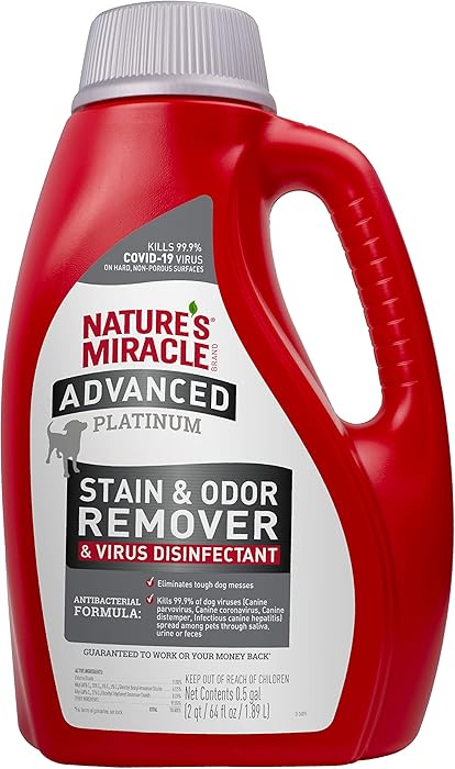 4 Best Carpet Cleaner Solution for Pet Urine πΎπ¦ Nature's Miracle Advanced Platinum Stain & Odor Remover & Virus Disinfectant 64 Oz