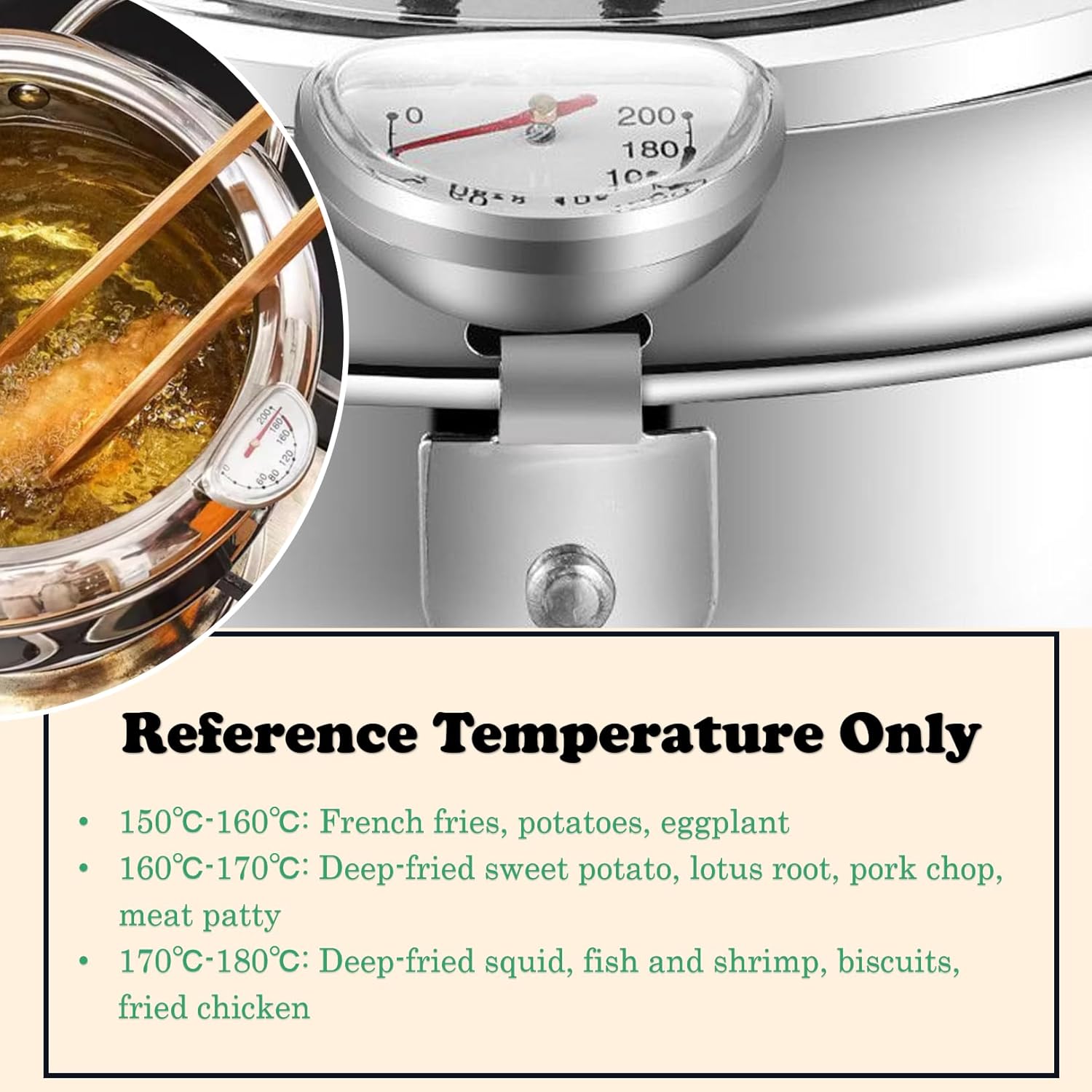 Deep Fryer Pot japanese frying pot Japanese Mini Stainless Steel Frying Pot Temperature Controlled Household Tempura Frying Pan Thermometer Induction Cooker Deep Fryers