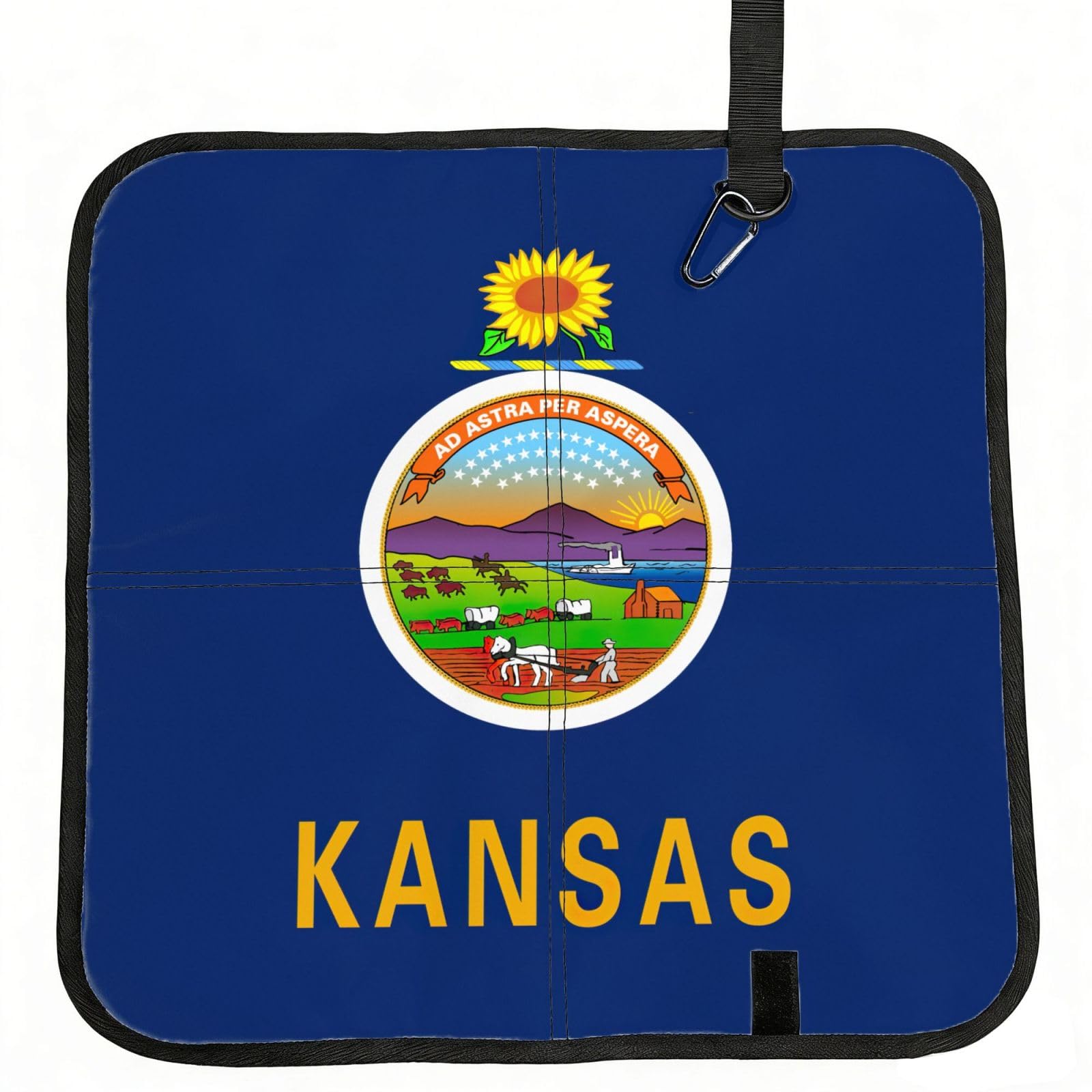 OKFSTY Kansas State Flag Print Fold Away Seat Cushion Portable Outdoor Pad Polyester Bleacher Bench Mat Travel Picnic Pad