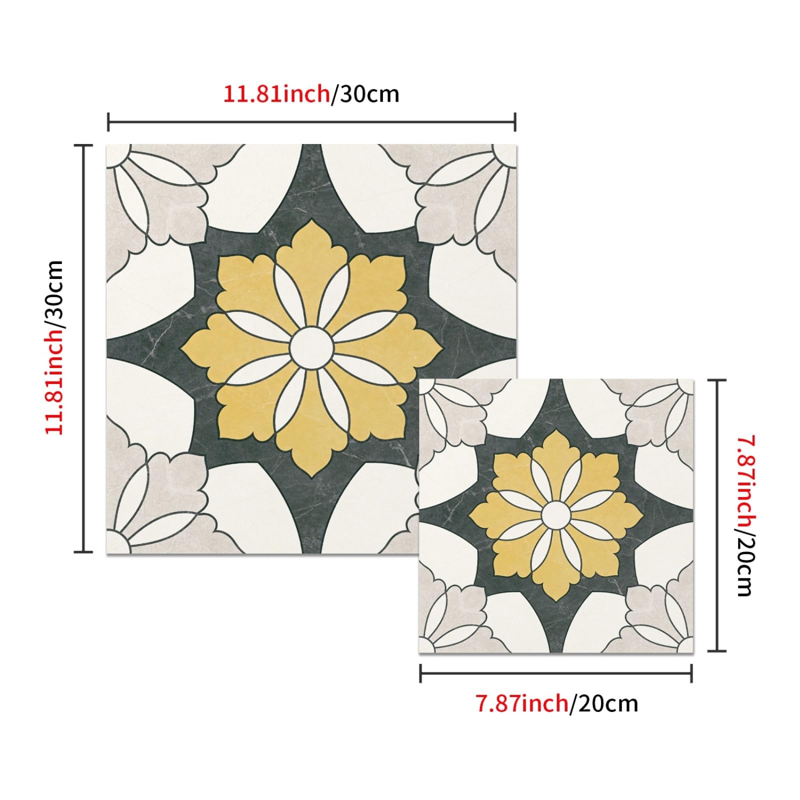 Naklejki na płytki beżowy żółty kwiat naklejki na płytki kuchenne wodoodporne naklejki winylowe samoprzylepne łazienka backsplash dekoracyjne pokrowce 30 x 30 cm/10 szt
