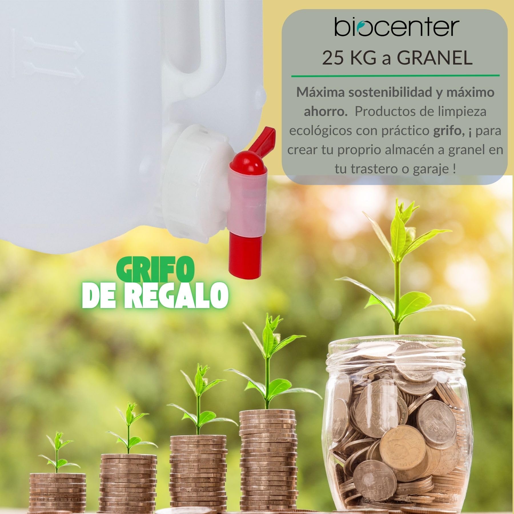 BIOCENTER - Detergente ecológico para Ropa - LAVANDA - Formato a granel de 25 Kg con grifo