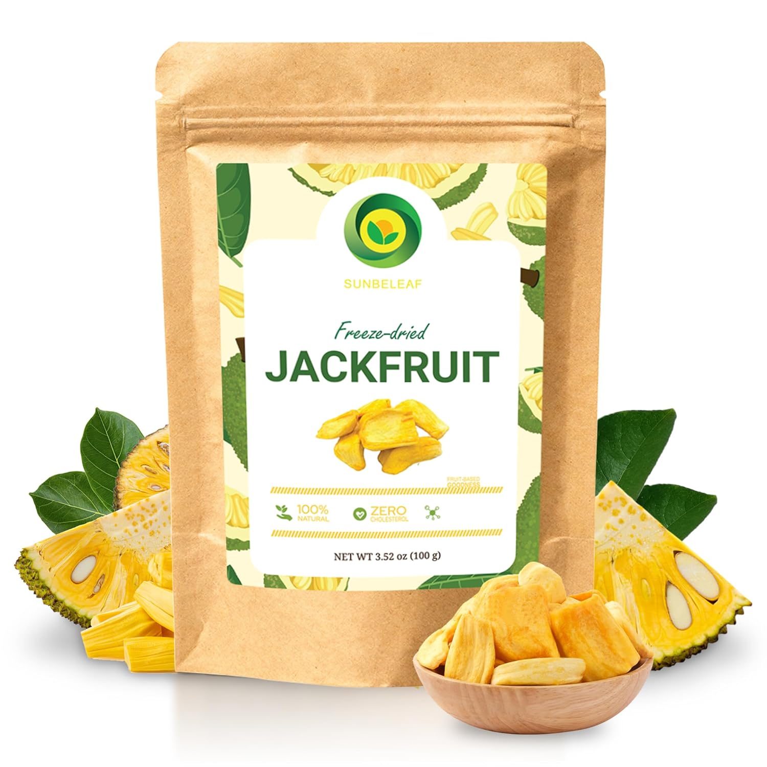 SUNBELEAF Freeze-Dried Mixed Fruits 3.52 oz, Jackfruit Pineapple Mango Soursop Banana, Premium Vietnamese Tropical Snack, Naturally Sweet, Contains Fiber & Nutrients, No Added Sugar, Preservative-Free