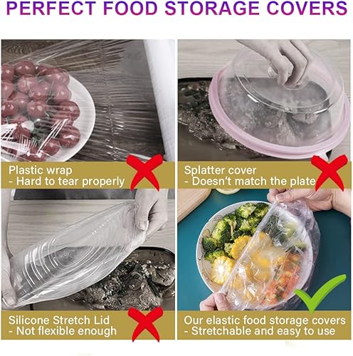 Miniatura 2 de 200 fundas para tazones a prueba de pan con bolsas de almacenamiento, se adaptan a cuencos de hasta 12 pulgadas, envoltura de plástico para
