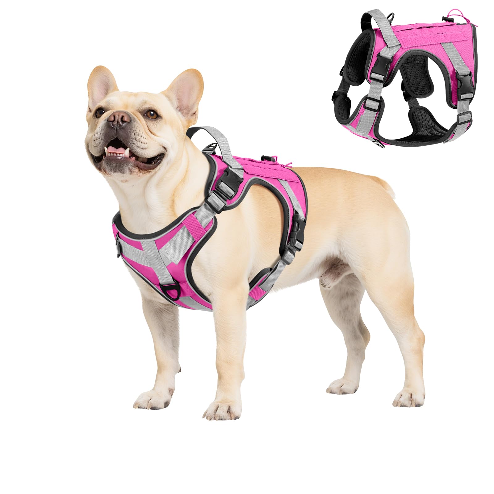 VavoPaw Heavy Duty Tactical Dog Harness for Large Dogs, No Pull Adjustable Pet Harness Reflective Service Training Easy Control Pet Vest Military K9 Working Dog Harnesses, Pink, S — image 1
