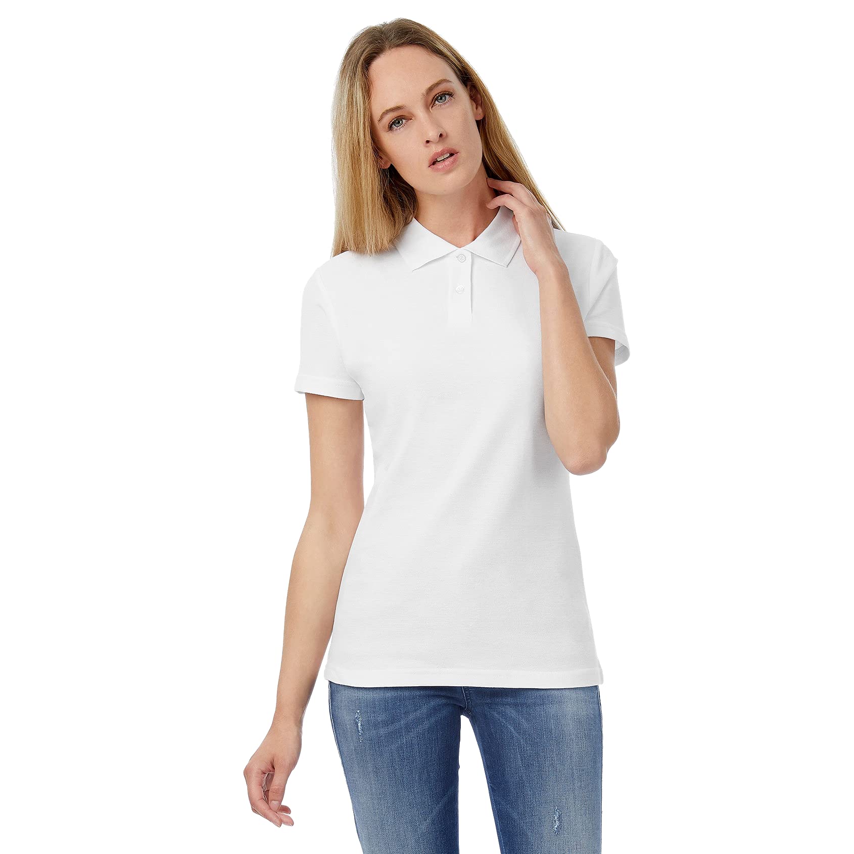 Set 3 Pezzi - Polo Bianca piquè da Donna (Bianco Candido) - 100% Cotone Fresco e Leggero - Ottima vestibilità - Ideale per Il Lavoro, Cucina, pizzaiolo ECC