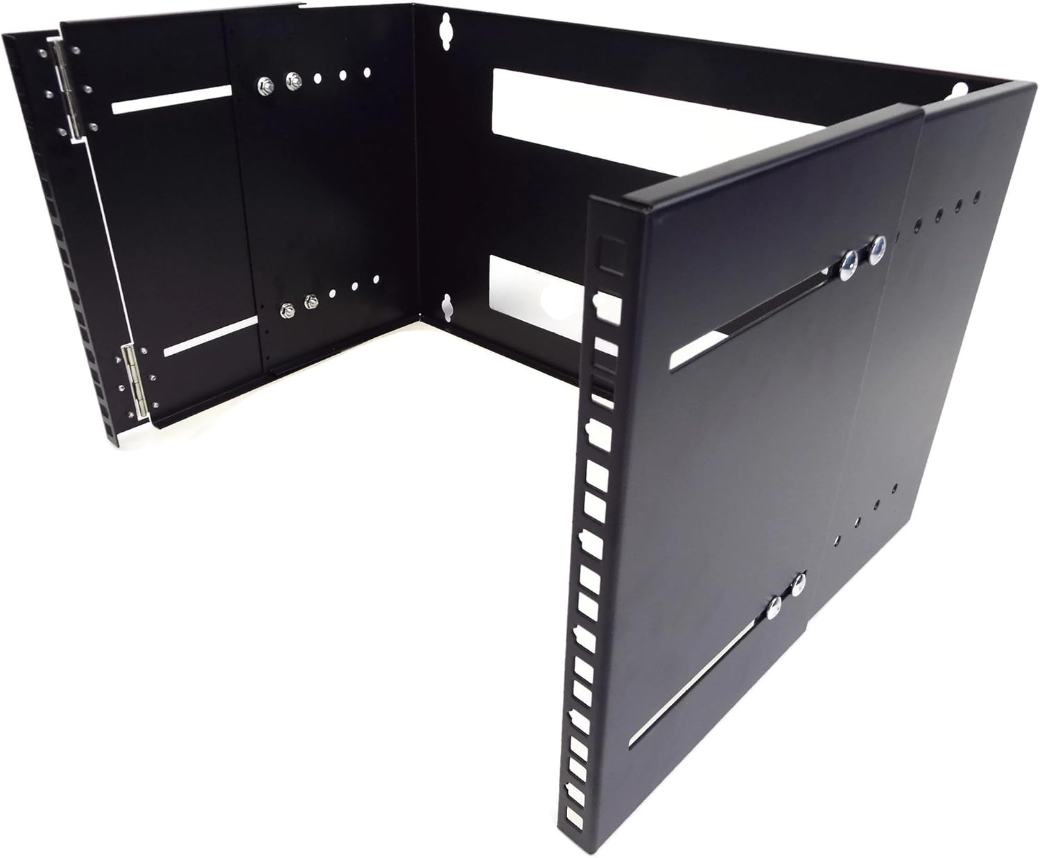 6U 19-Inch Hinged Extendable Wall Mount Bracket Network Equipment Rack - Black