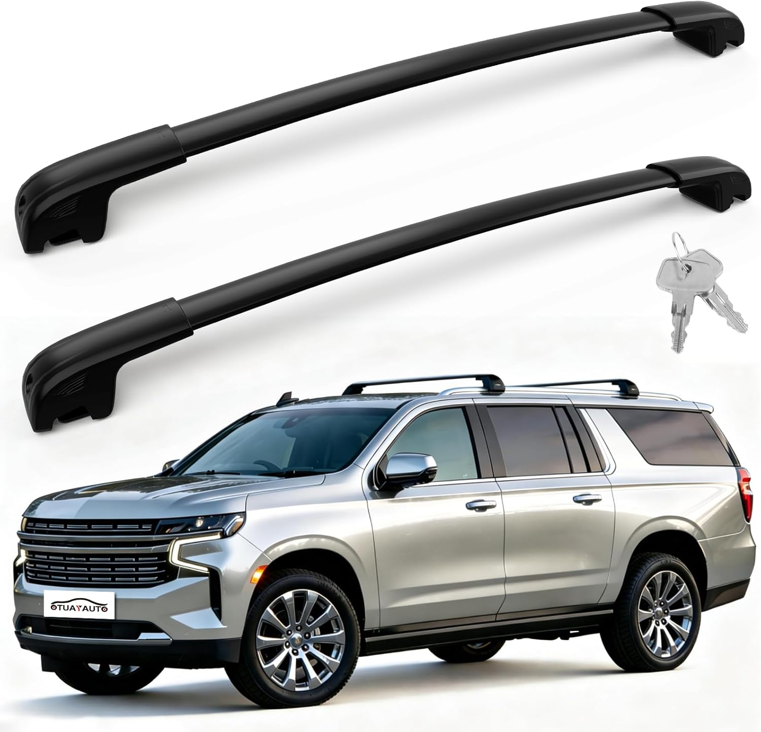 OTUAYAUTO Roof Rack Crossbars for 2021-2026 Chevy Suburban Tahoe GMC Yukon Cadillac Escalade - Aluminum 220lbs Easy Install