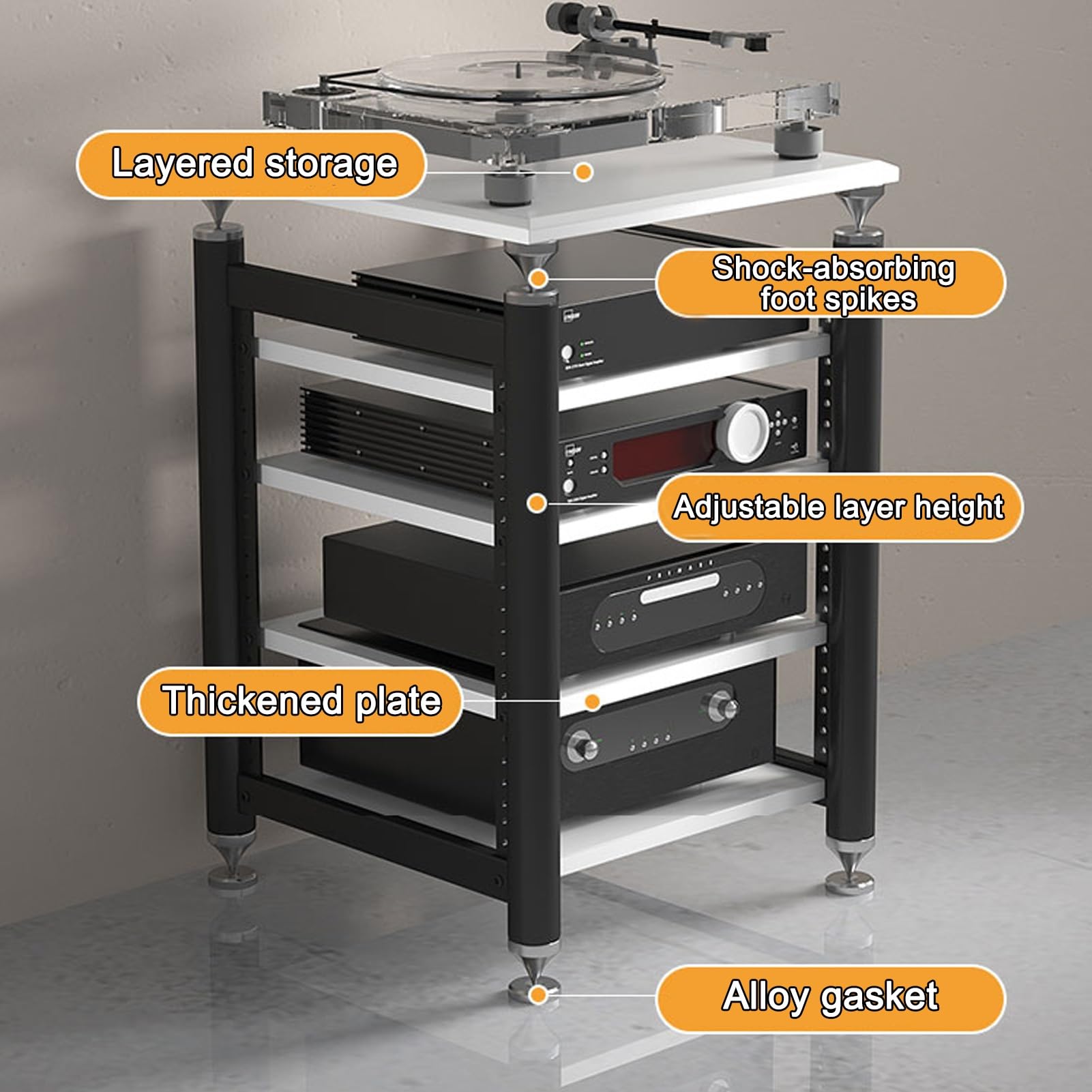 Produktbild von LYXWGRZD Audio Rack HiFi Regal, Phonoschrank Mit Gehärtetem Glas