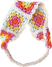 Huaqgu Bandeau à cheveux en crochet pour femme - Motif floral - Rectangulaire - Élastique - Turban - Accessoires de cheveux au crochet pour femme - Résistant au soleil - Avec joli motif floral, blanc