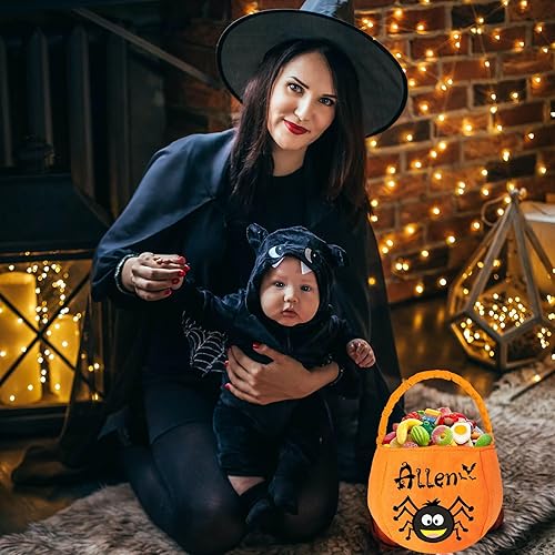 Miniatura 6 de Cesta personalizada de Halloween, bolsa de cubo personalizada con nombre personalizado, bolsa de mano de calabaza, regalos para niños y niñas,