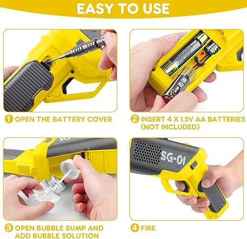 Miniatura 3 de Pistola de burbujas para niños pequeños  Fabricadores de burbujas con luz 10 agujeros, 3 burbujas de recambio de solución, verano al aire libre,