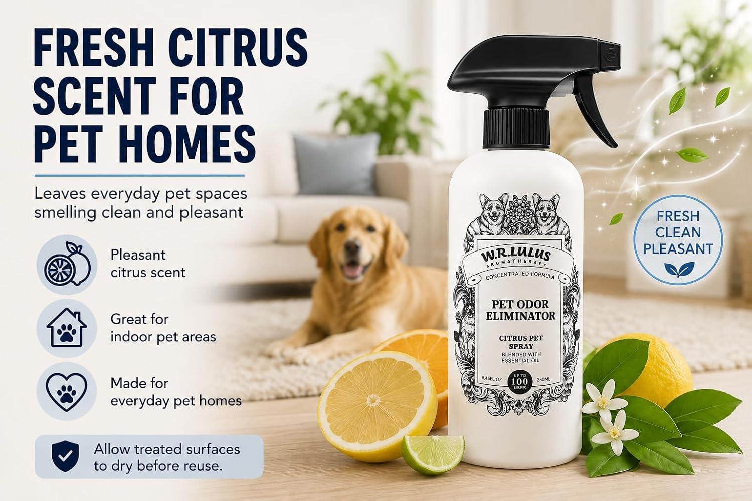 Pet Odor Eliminator Spray, Citrus Scent, 8.45 Fl Oz