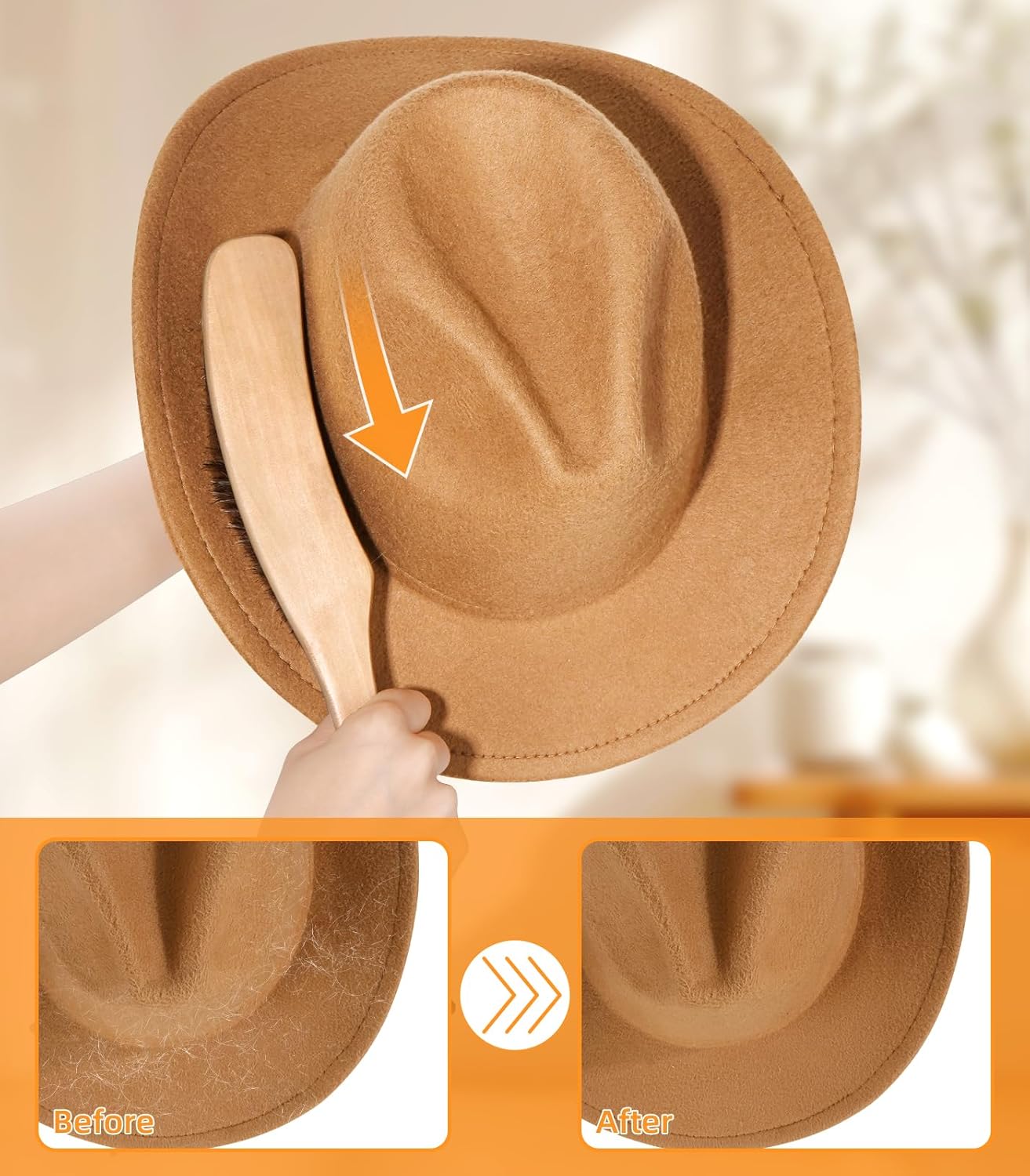 Cowboy Hat Box for Travel, Waterproof Hat Travel Case, Cowboy Hat Brush, 100% Horsehair Brush for Cleaning