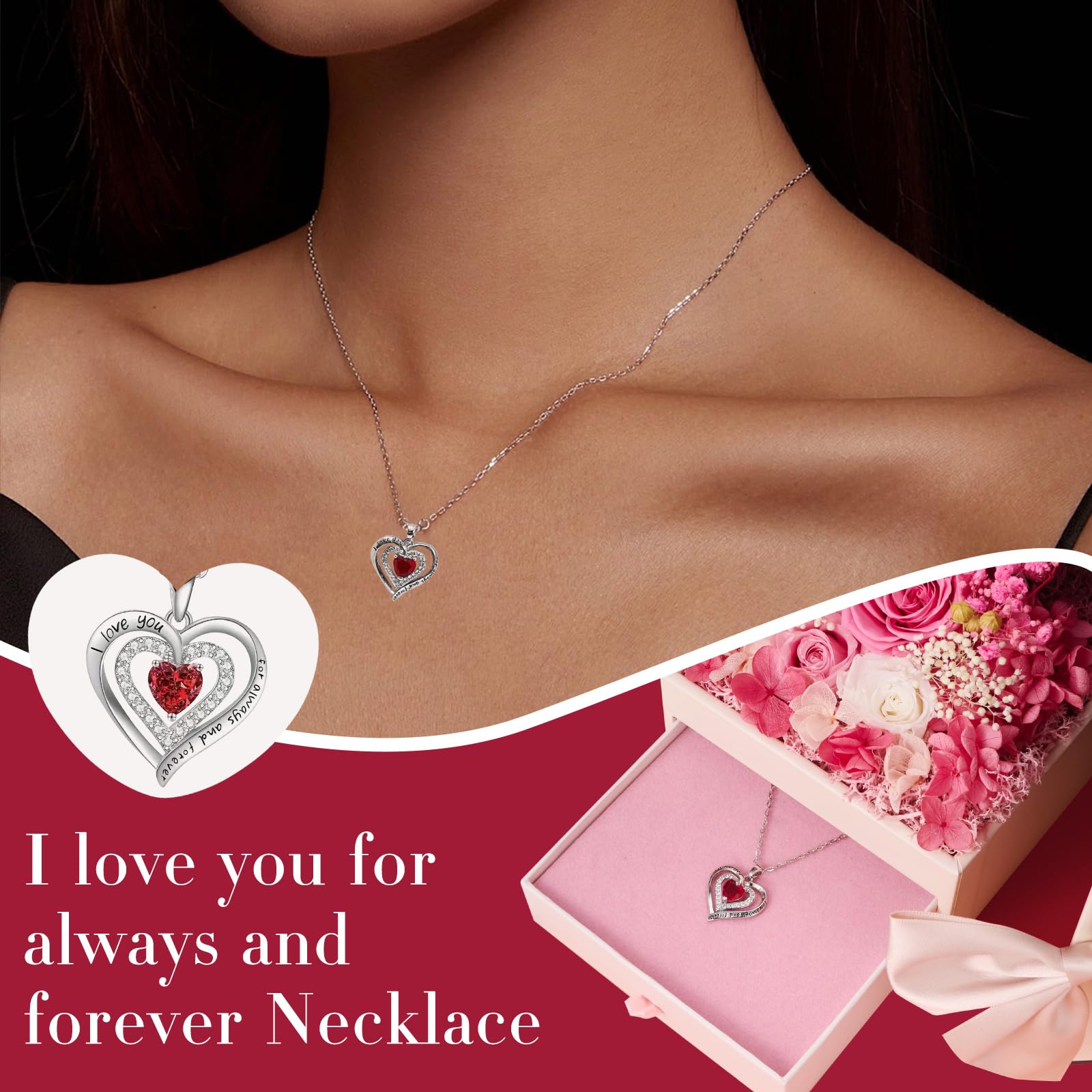 Rosa Eterna con Oso de Musgo para Mujeres, Flores Natural Preservada con Collar, Regalos de San Valentin Originales para Mujer Mama Novia, Caja Regalo Dia de la Madre, Aniversario, Cumpleaños, Navidad