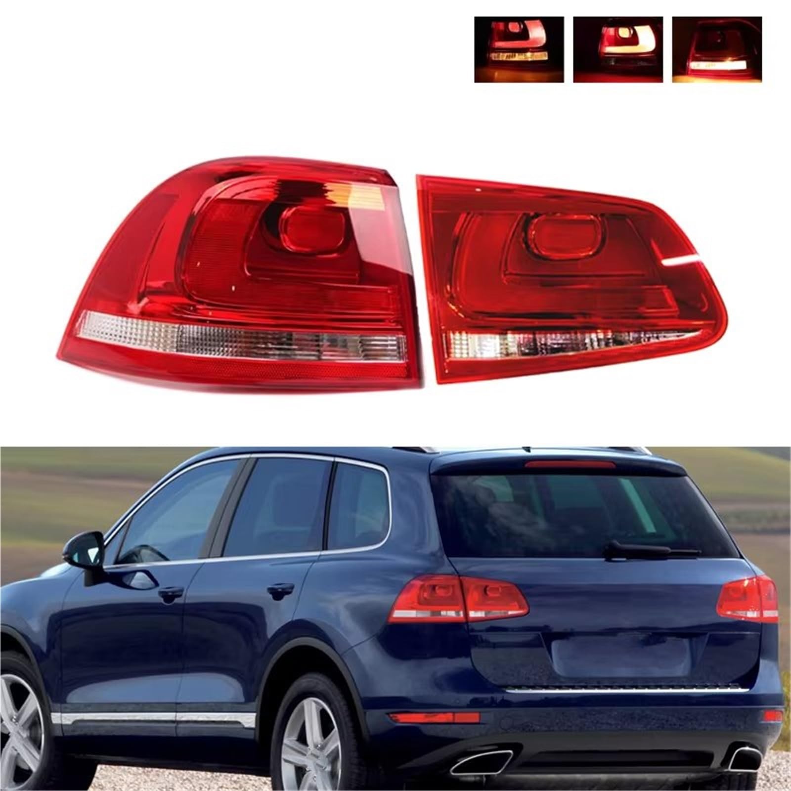 Genérico Piloto Trasero Para VW Para Touareg 2010 2011 2012 2013 2014 Luz Trasera Advertencia Freno Lámpara Señal Accesorios Conducción Coche Luz Trasera Coche(Outside Left)