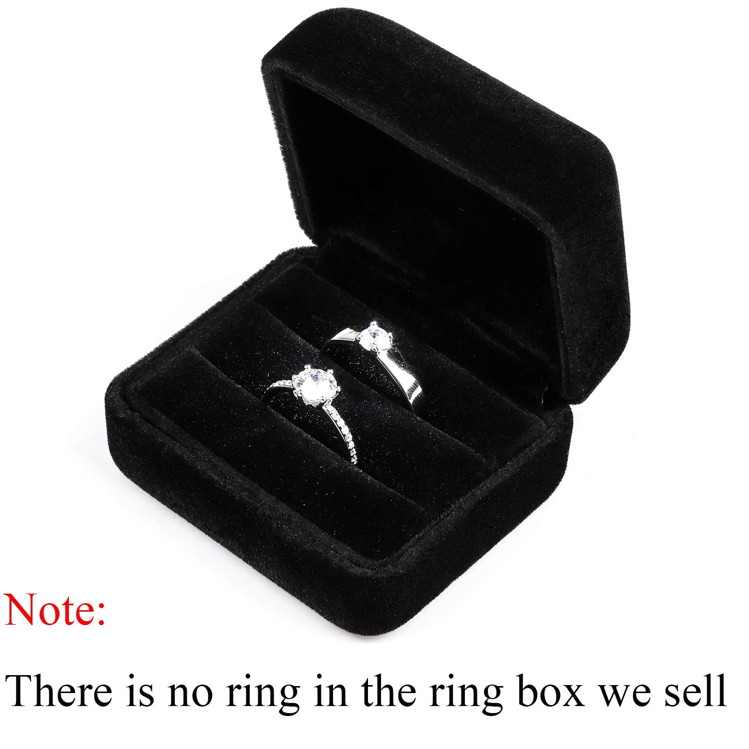 Boîte Fiançailles Romantique Boîte à Bague LED Velours Noir - Pour Proposition Mariage - 6x5x3.8cm - Lumière Automatique à L'Ouverture Dimensions 6x5x3.8 Cm