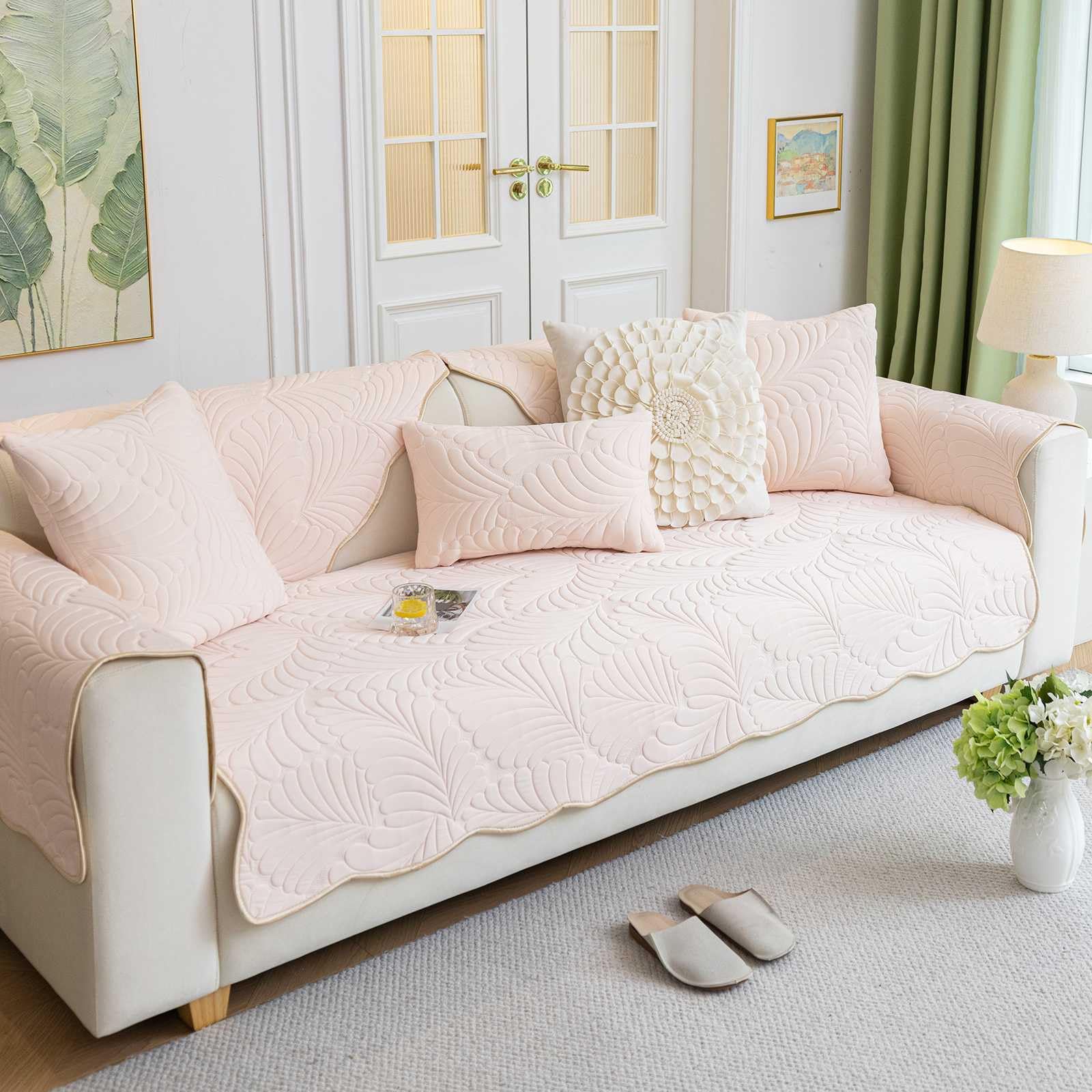 Housse de coussin de canapé rose 70x120 cm en latex rafraîchissant antidérapante