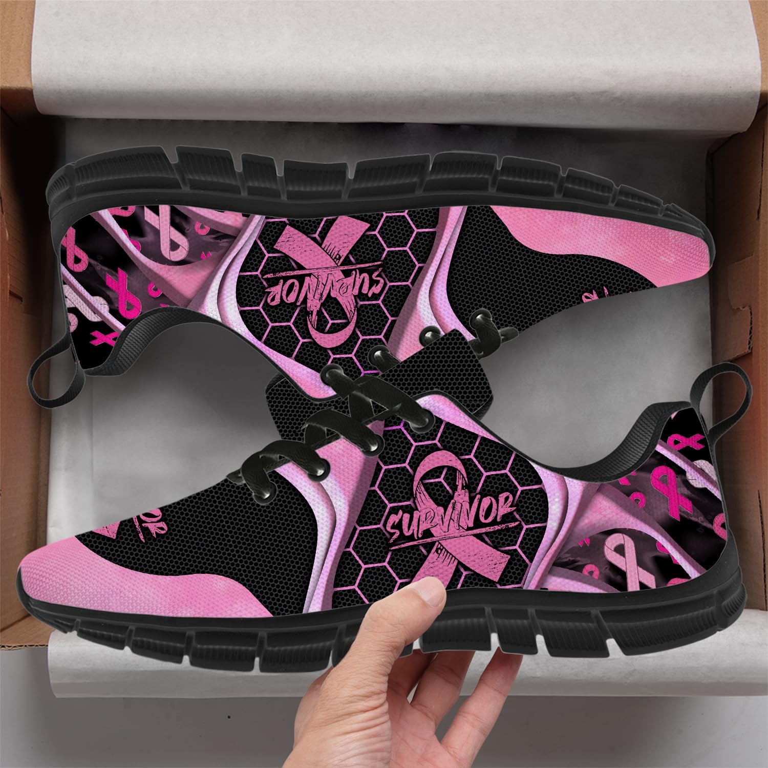 Generic Breast Cancer Awareness Shoes for Women Tennis Shoes 3D Print Sneakers Gifts for Ladies