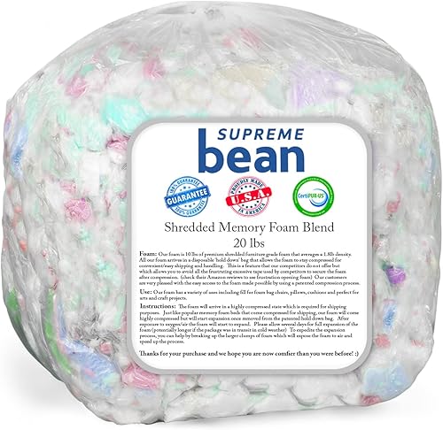 Miniatura 6 de Supreme Bean Relleno de espuma para puf, tumbonas y flotadores de piscina, 100L - 2 unidades, color blanco con boquilla EZ-Pour
