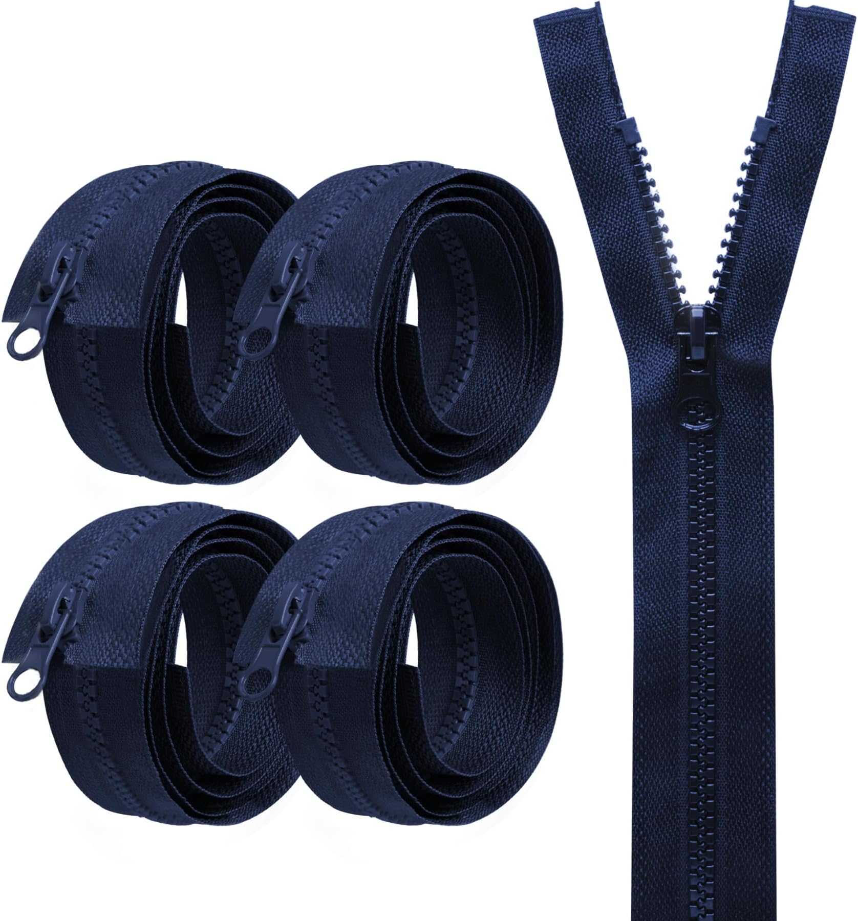 – 4 PCS Resin Continuous Zips for Sewing, No.5 Coil Open End Zippers Easy Glide for DIY Crafts Garment Bags Cushions Tailor, Assorted Size Colour