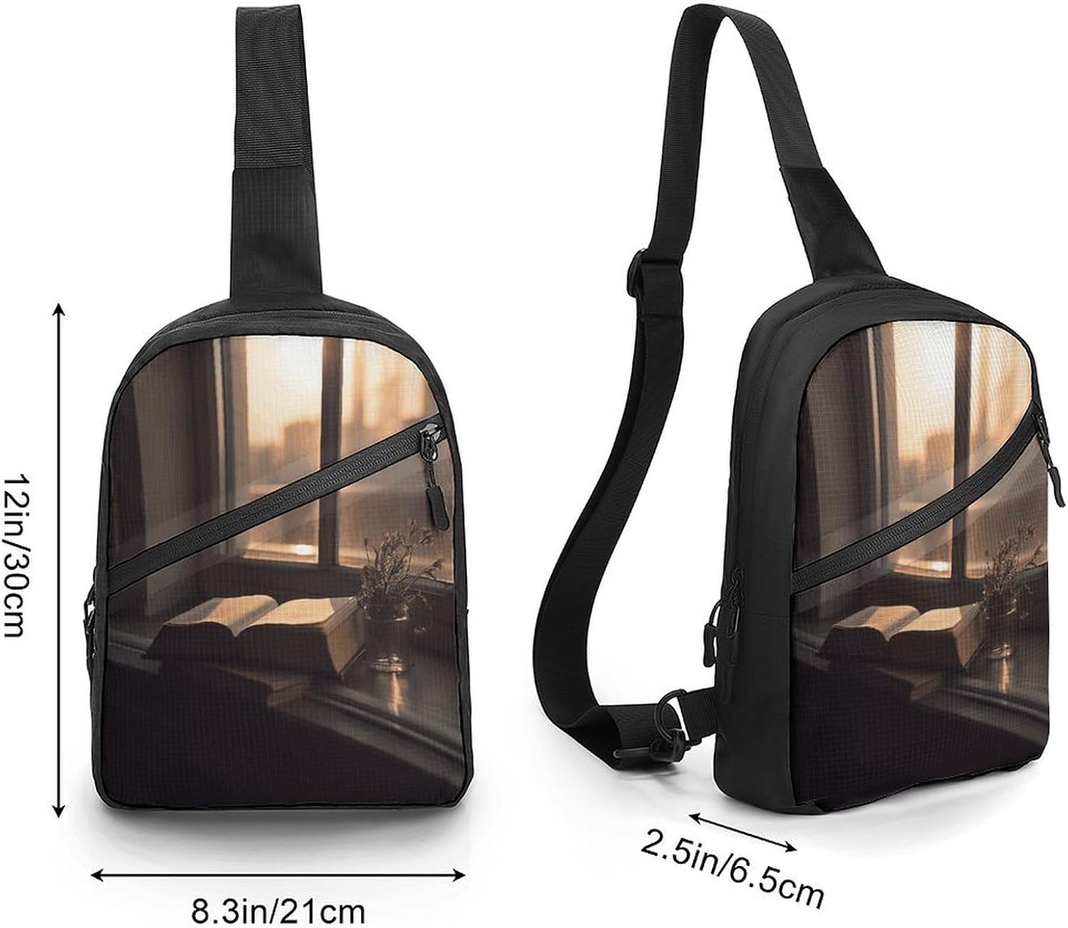 Book on Windowsill Crossbody Backpack Sling Bag
