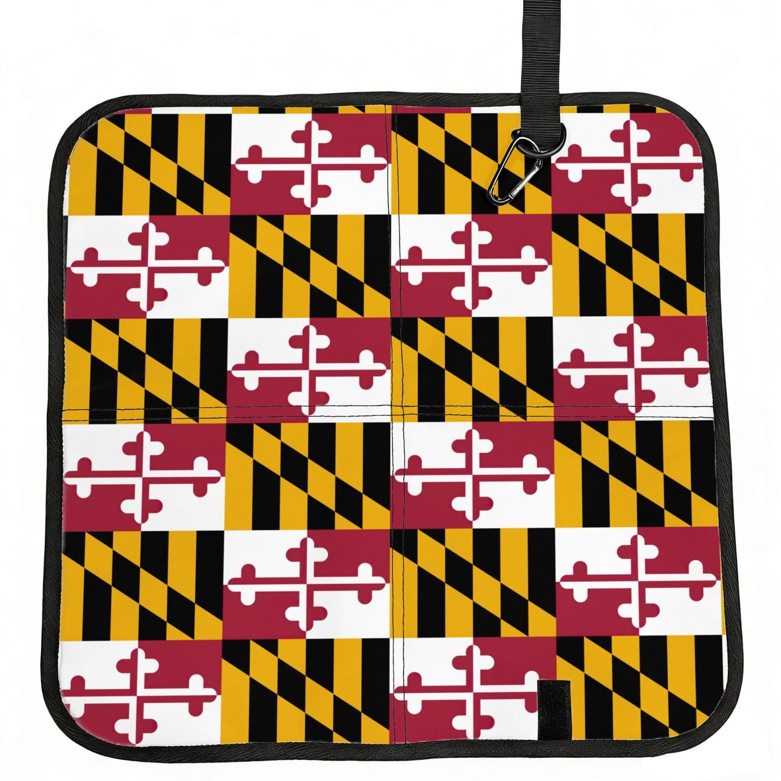 DIEzig Maryland State Flag Printed Compact Foldable Sitting Pad Oxford Base, Portable Cushion for Fishing Sports Events