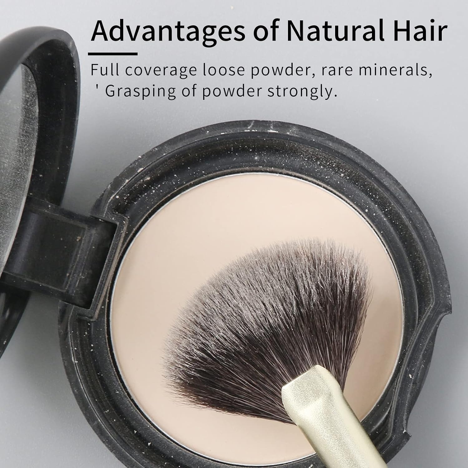 ENZO KEN Fan Makeup Brush, Natural Hair Makeup Brush, Eye Makeup Fan Brushes, Small Powder Brushes, Nose Contour Brush for Makeup, Detail Blush Brush, Natural Blush Brushes Fluffy. Gold, E209