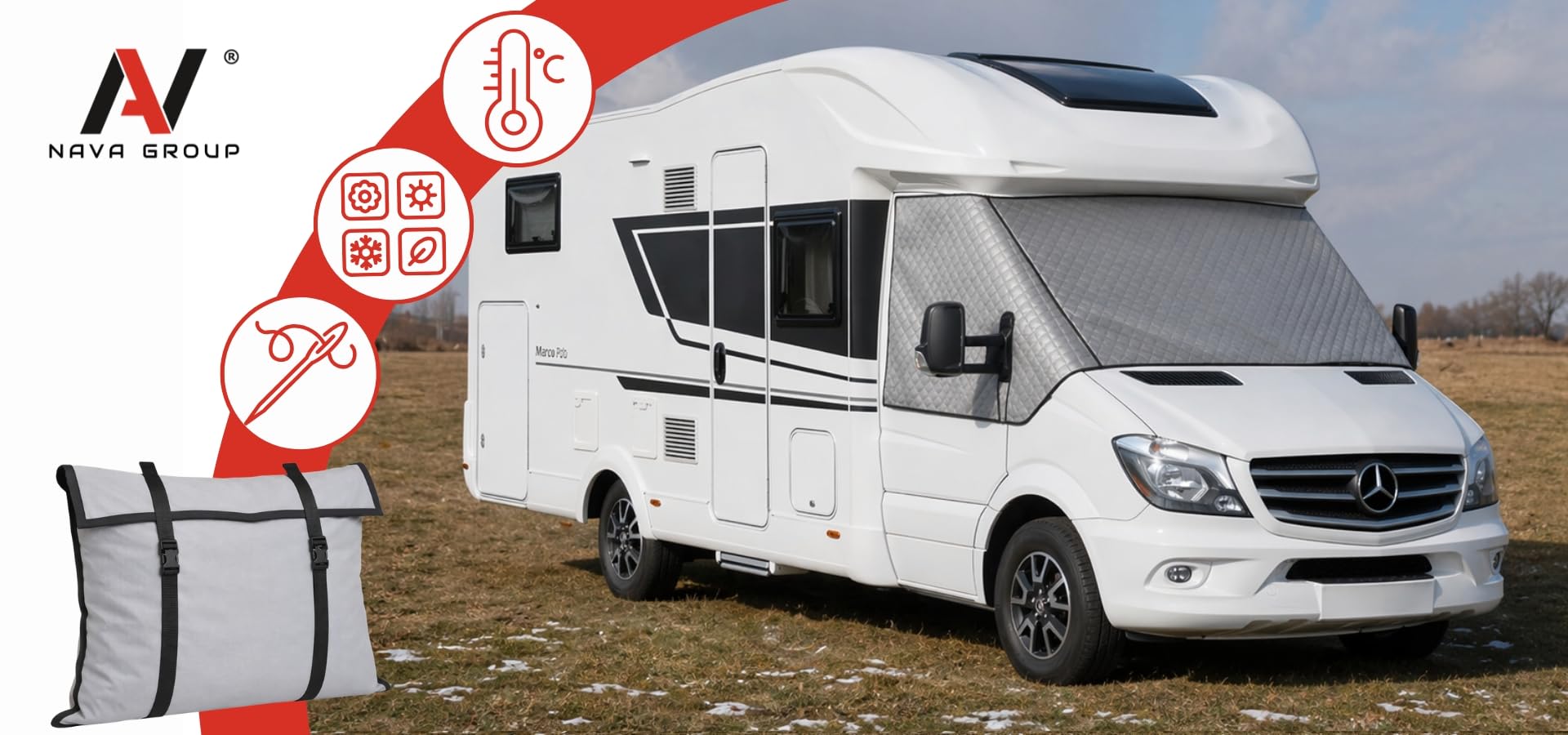 Thermomatte Außenisoliermatte für Mercedes Sprinter II 2006-2018 Wohnmobil, Front- und Seitenscheibenabdeckung Fahrerhaus, Thermoschutz Sonnenschutz Winter Schnee EIS Abdeckung, 5-lagige Thermomatten