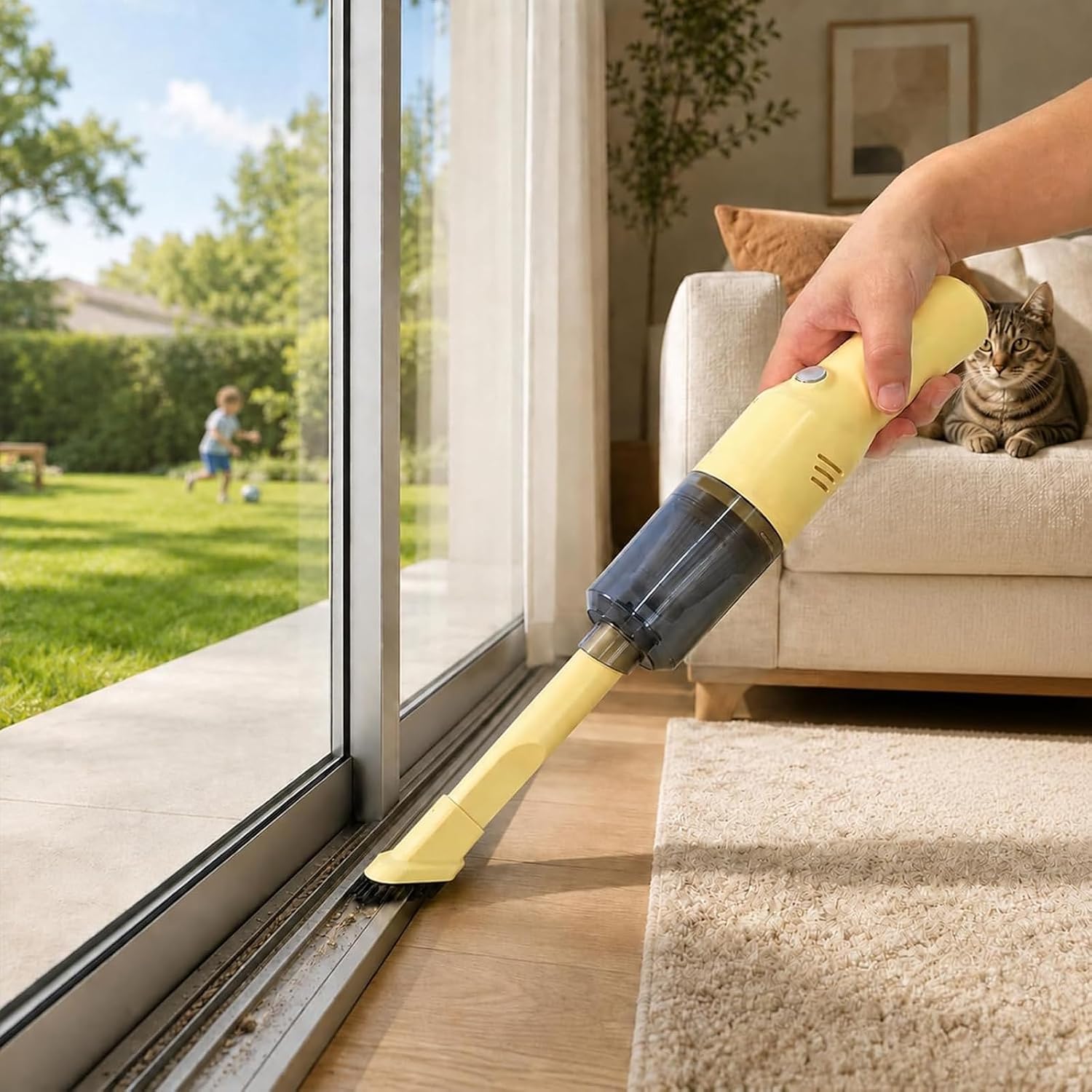Mini Handheld Vacuum Cordless, Rechargeable Car & Sofa Cleaner, Yellow