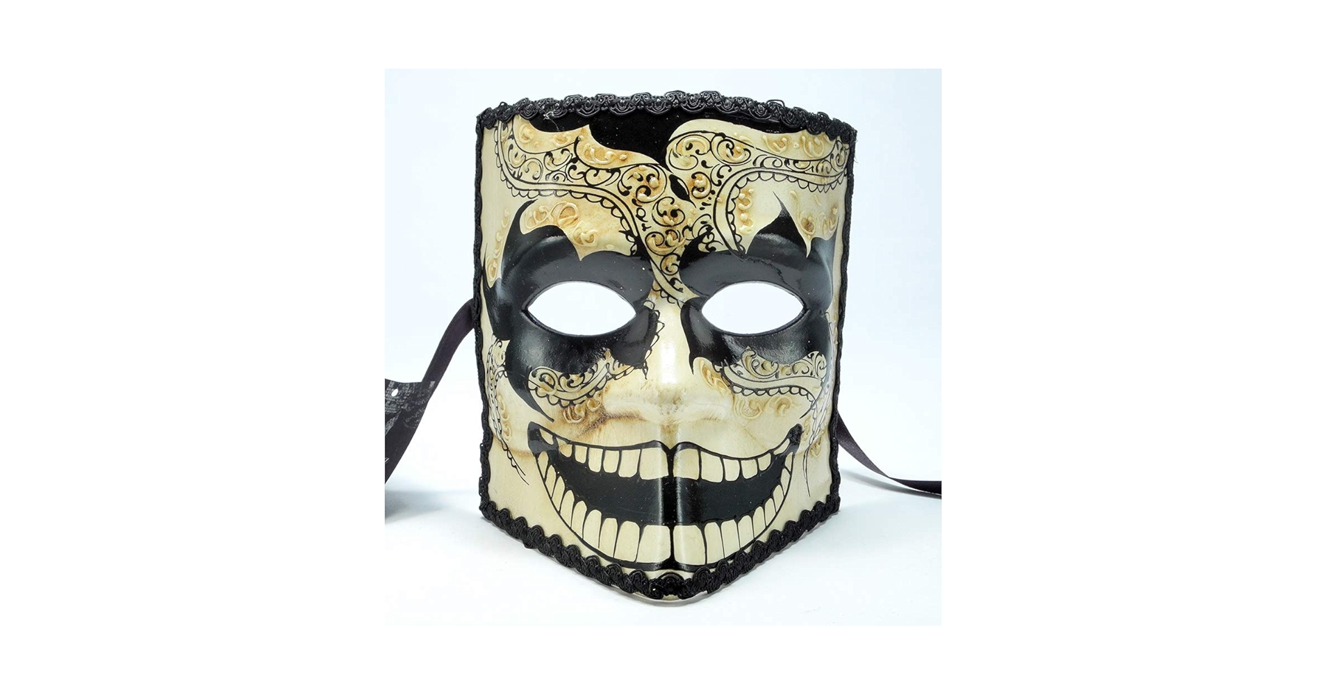 ベネチアンマスク　Bauta Ducale Black Venetian Total Black | Papier Mache Wearable Venetian Masks