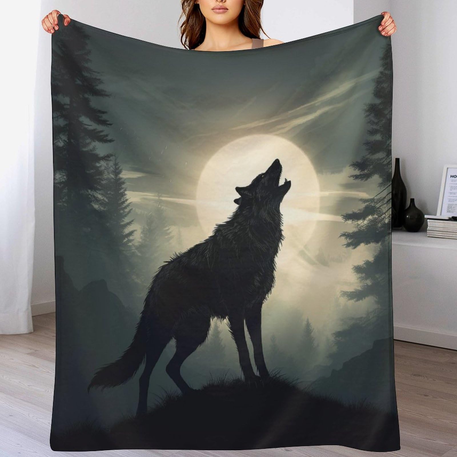 Manta gruesa de lobo suave y cálida para combatir el frío en tu sofá