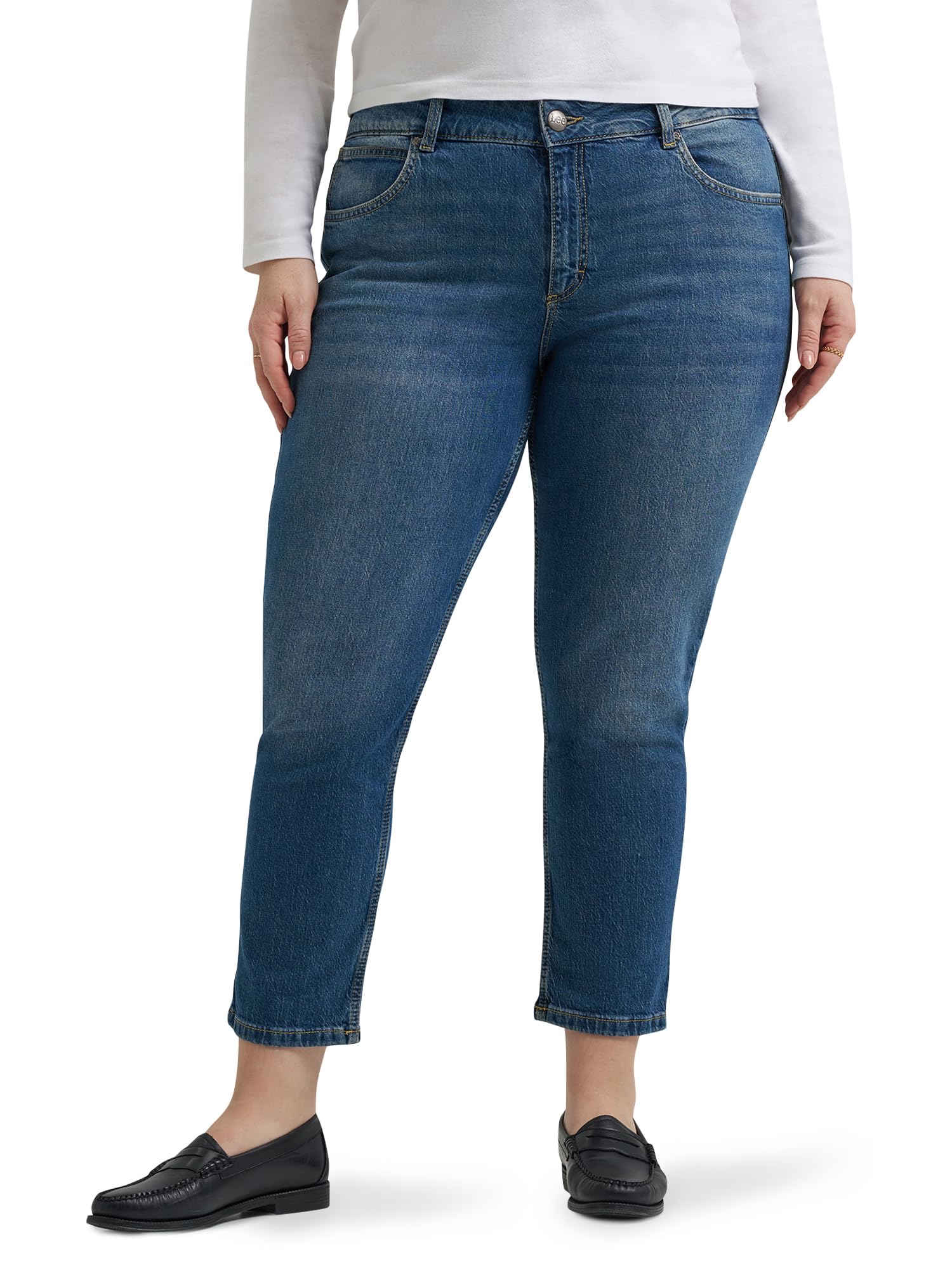 Lee Womens Plus Size Legendary 26" Straight Crop Jean
