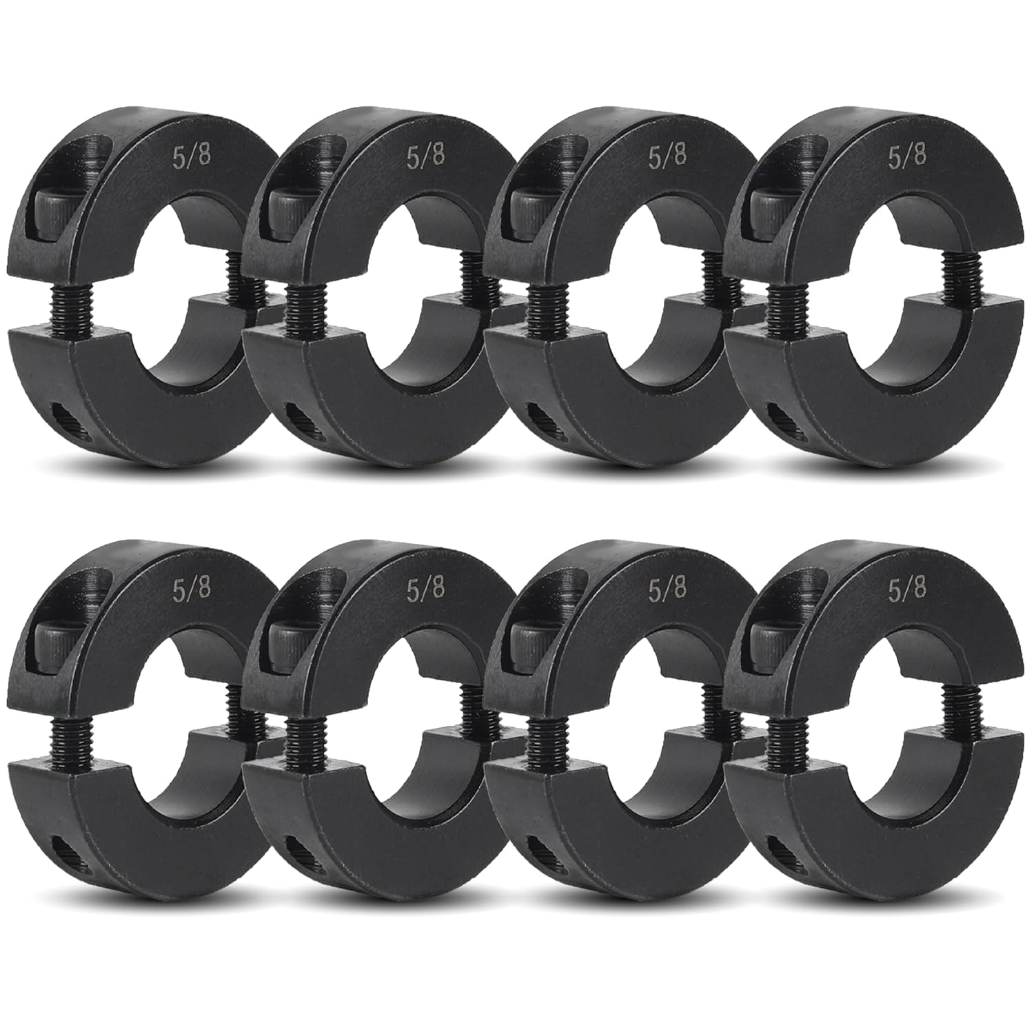 TonGass 5/8" Bore Double Split Clamp-On Shaft Collar Screw Set | Carbon Steel Bores Shaft Collars Sets 5/8" Bore Size, 1-5/16" Outer Diameter, 7/16" Width for Automotive Industrial Use