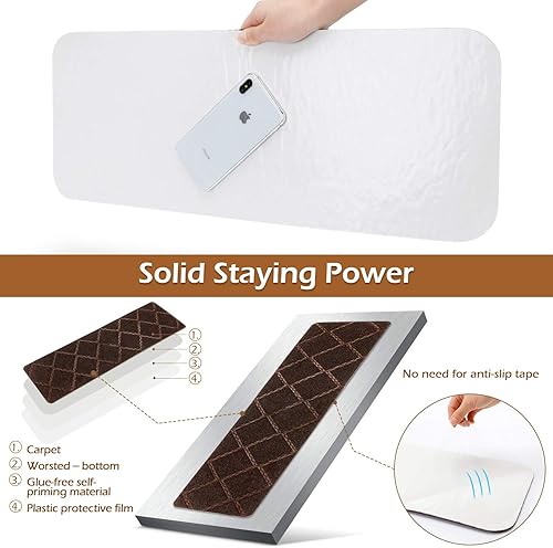 Miniatura 3 de Seloom Alfombra antideslizante con respaldo antideslizante especializada para peldaños de madera de interior, extraíble y lavable, perfecta