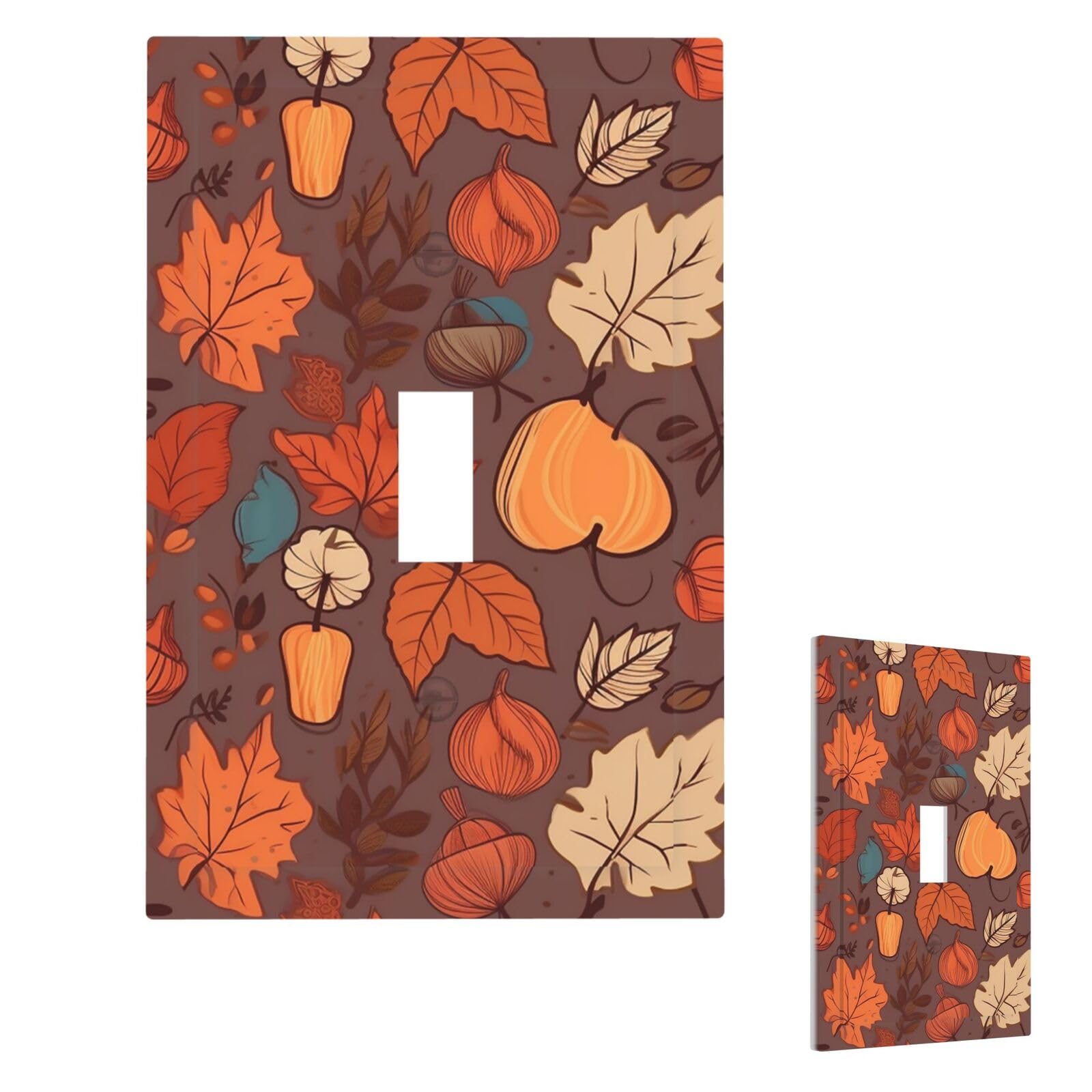 Fall Wall Plate Cover Single Toggle, Modern Decorative Light Switch Cover Unbreakable Receptacle Outlet Covers for Living Room Bedroom Decor