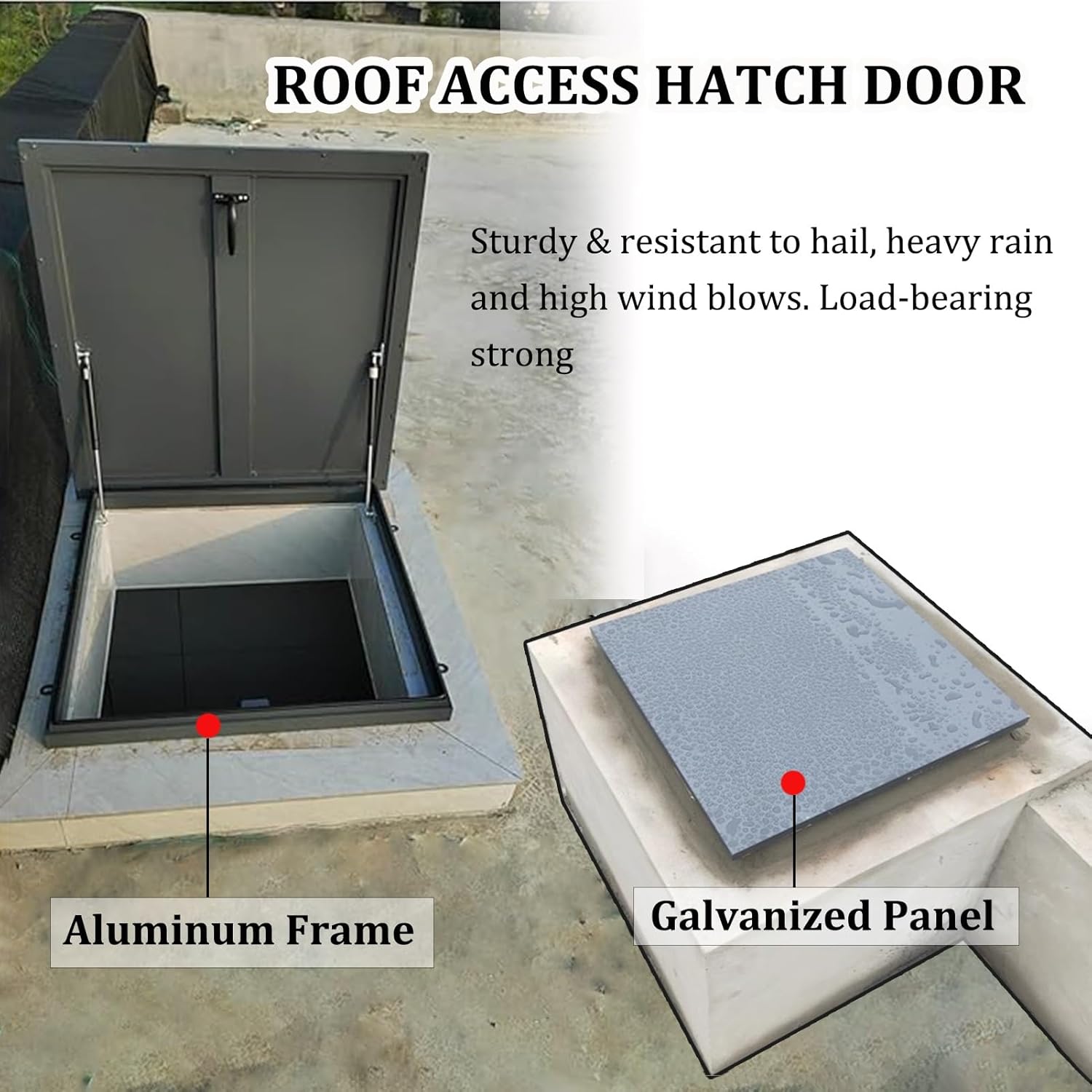 Roof Access Hatch, Galvanized Powder Coated Steel Roof Hatch, Attic Basement Stairs Outlet Lid for Versatile Access Door, Cellar Cover, Well Cover, Anti Theft Door(95x80cm 37.4x31.5in)