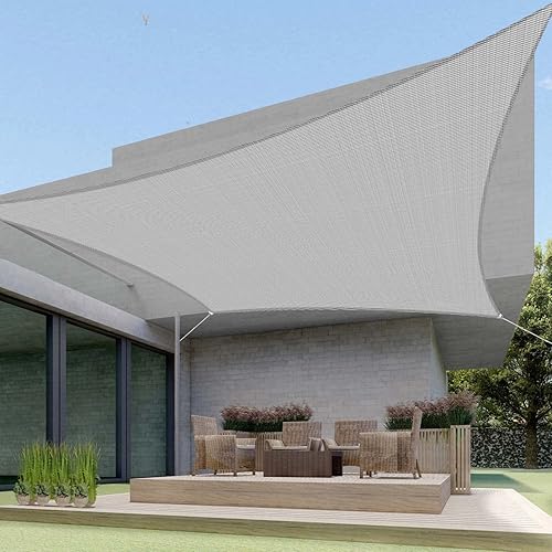 Toldo rectangular de polietileno de alta densidad de 16 x 20 pies, para patio, pérgola, bloquea el 95% de resistencia a los rayos UV (gris)
