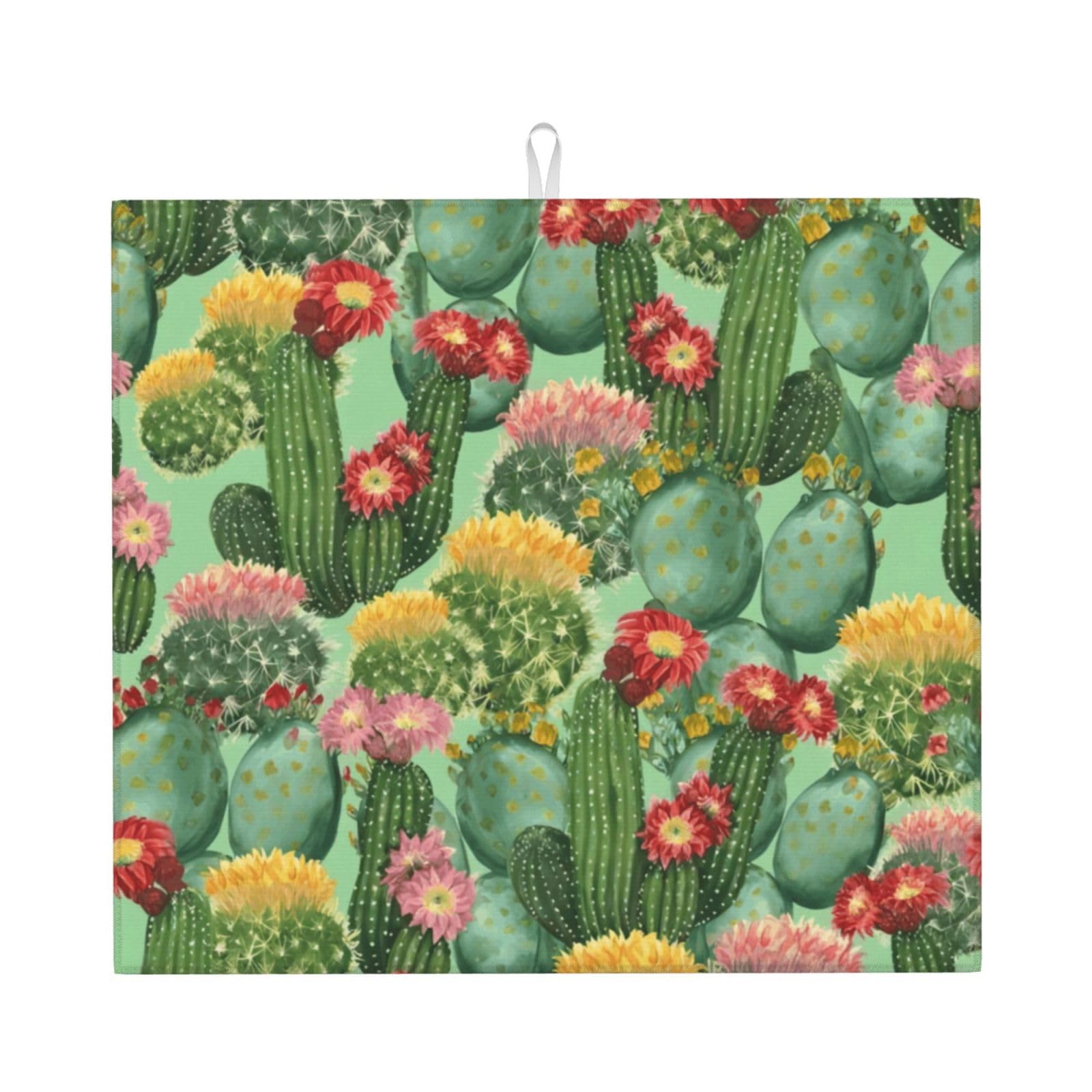 Yyhwhjde Black Cactus Floral Bloom Prints Kitchen Drying Mat – Absorbent Dish Throw For Countertop, Non-Slip Quick-Dry Layer With Vibrant Prints, Ideal For New Home Gift