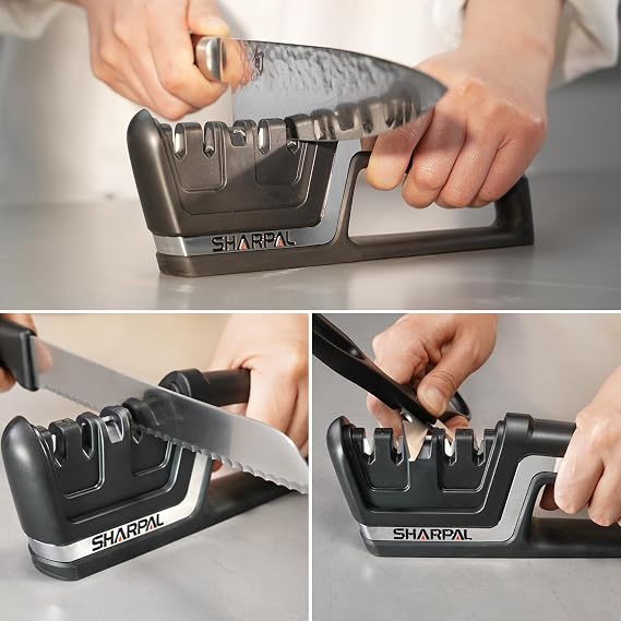 SHARPAL 104N 5-in-1 Professional Knife & Scissors Sharpener, Sharpening Tool for Straight & Serrated Blades, Repairs & Hones Euro/American & Asian Knives, Fast Scissor Sharpening Gifts for Home Cooks | Straight & Serrated Blades, Repairs & Hones, Euro/American & Asian Knives, Fast Scissor Sharpening Gifts for Home Cooks