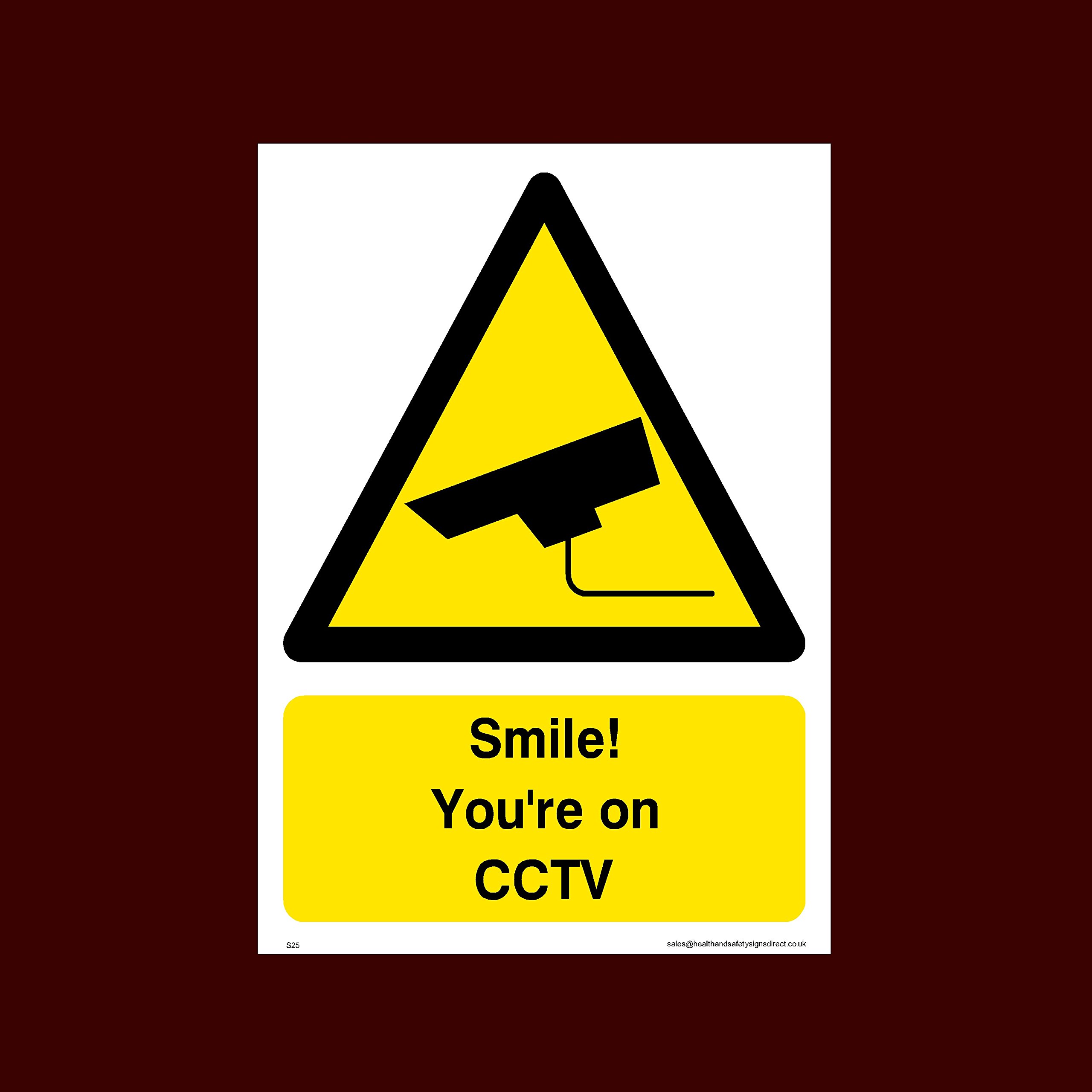 Ussp&S Smile! You're On Cctv Sticker/Self Adhesive Sign (S25) - Cctv, Security, Warning, Alarmed, Surveillance, Camera, Dogs, Premises
