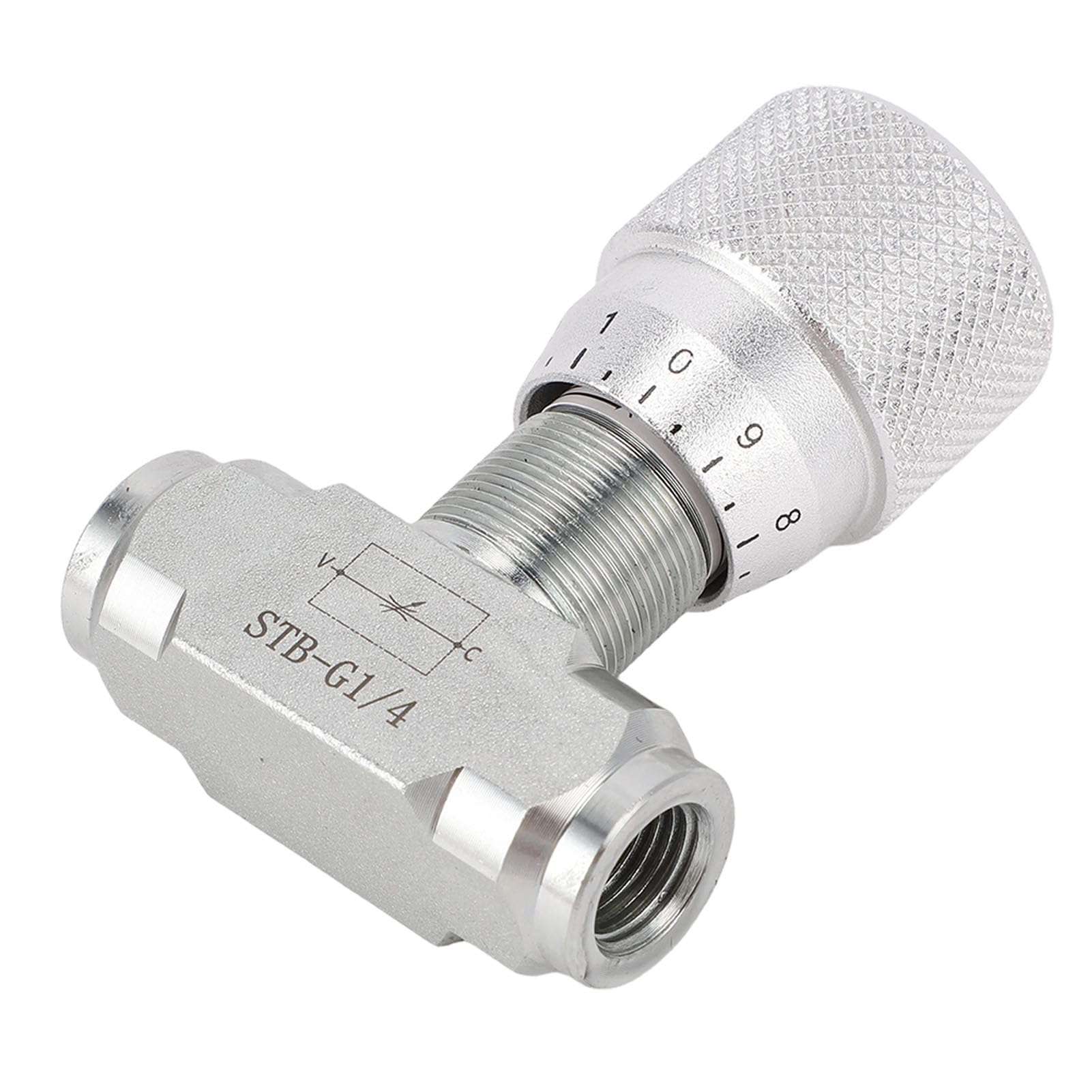 VBESTLIFE Valvola di Controllo del Flusso Bidirezionale per Miniescavatori da 0,8-2 Tonnellate, con Porta Standard da 1/4 di Pollice e Filettatura Metrica L08