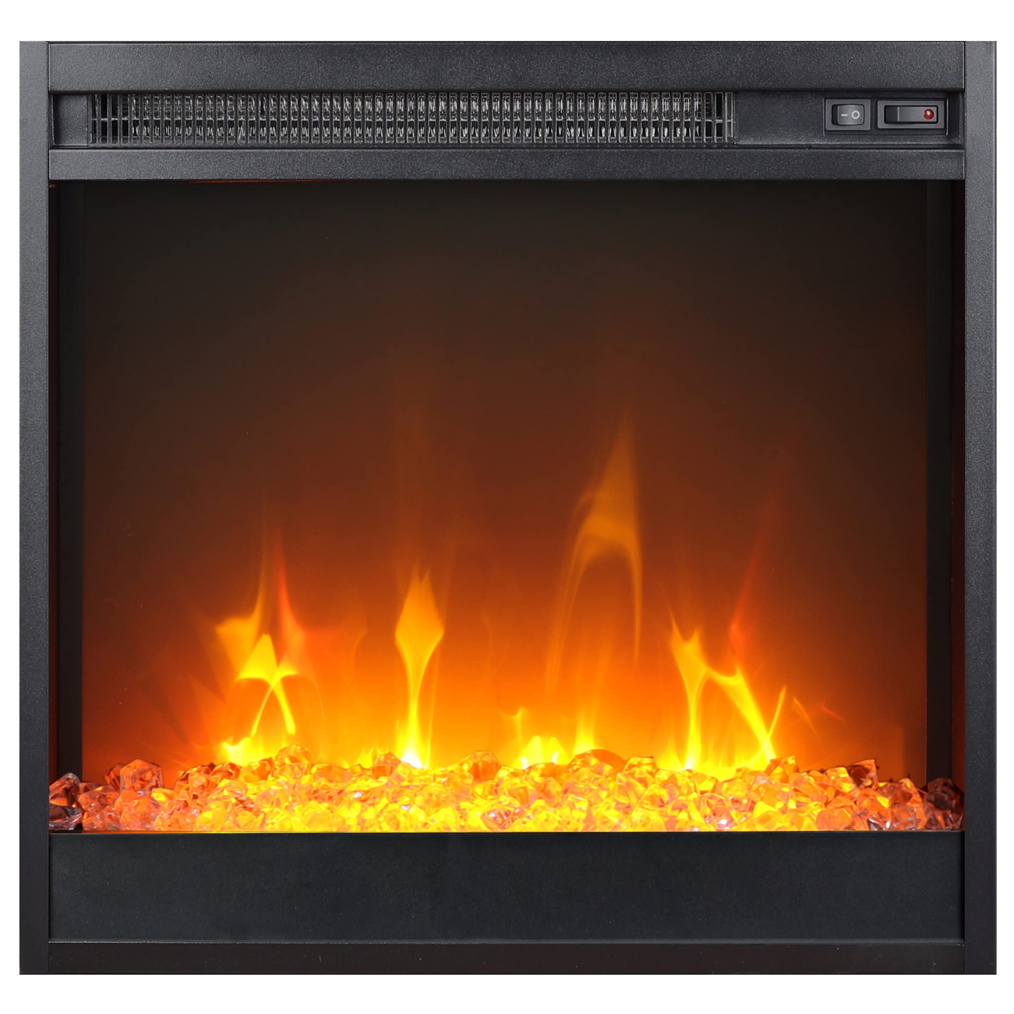 Henn&Hart Rectangular TV Stand with Crystal Fireplace for TV's up to 65" in White, Electric Fireplace TV Stands for the Living Room