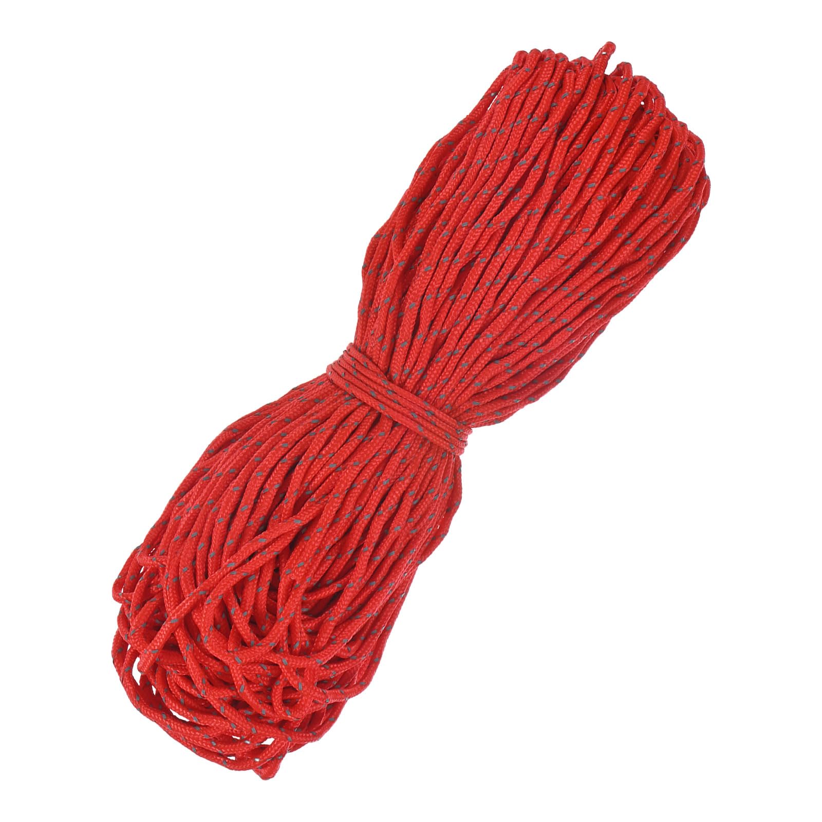 TIXIPEM 2 mm 197FT Reflective Guyline Camping Paracord [1PCS] - Guy Lines Ultralight Thin Cord Rope 3 Strands Paracord Use for Camping Tents & Tarps & Hiking - [Red]