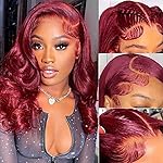 FASCARA 99J Burgundy Body Wave Bob Wig 13x4 HD Transparent Lace Front 180% Density Human Hair Wig with Baby Hair for Black Women 12 Inch