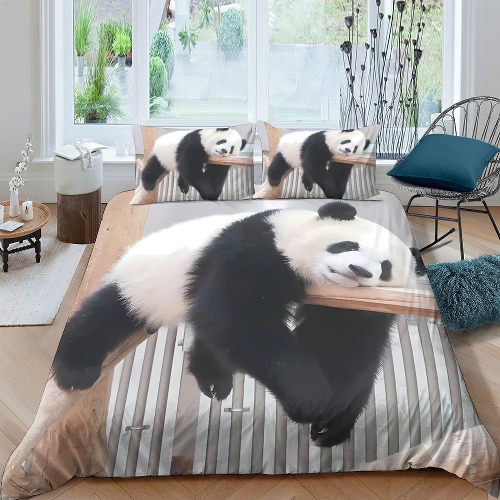 Ctjqhvkz Style-10 3D Printed Panda Lazy Pose Fitted Sheet Microfiber Soft Breathable Bamboo Forest Mattress Cover For Bedroom Dorm Decor Single（135X200cm）