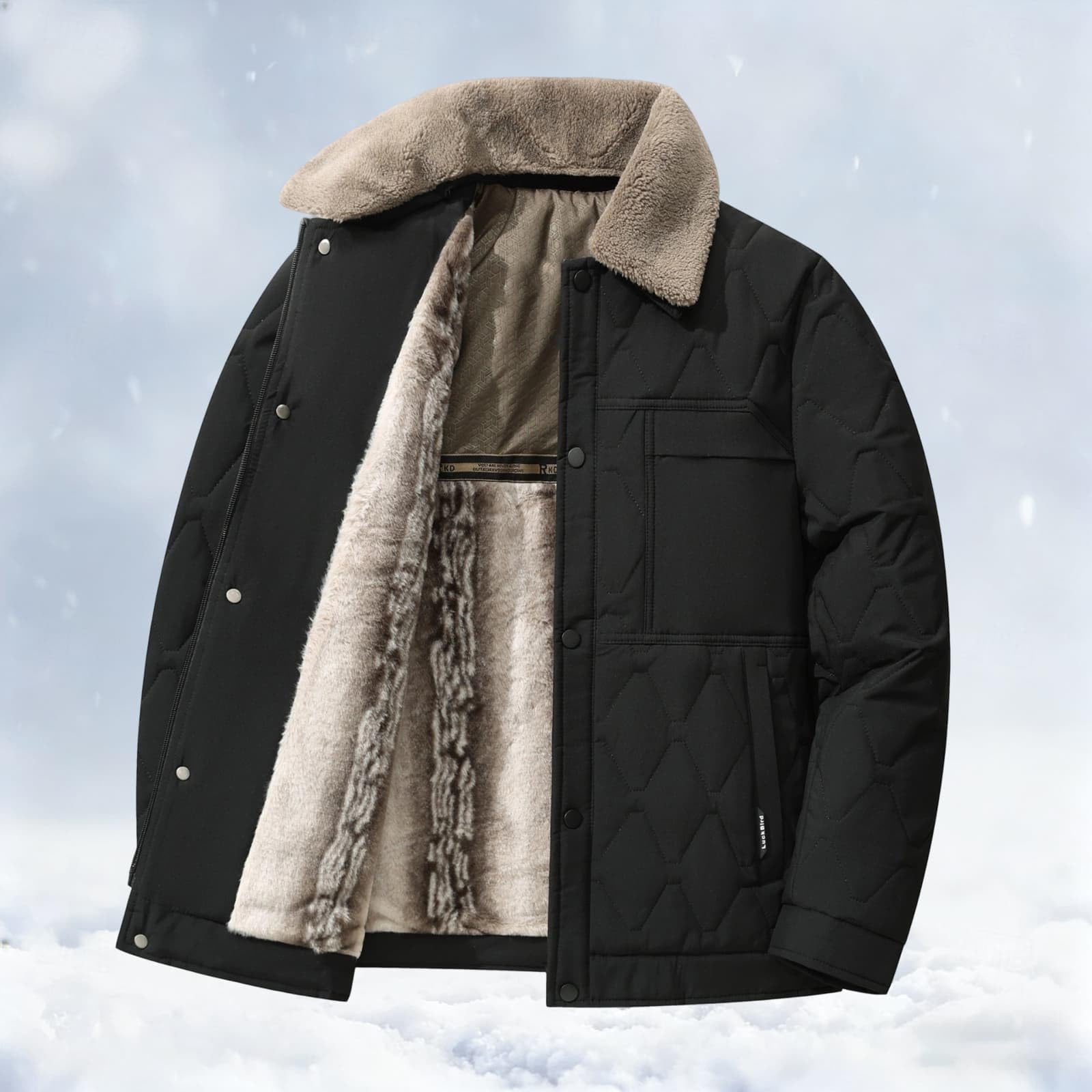 Generisch Revres - Giacca invernale da uomo, in pile termico, per le mezze stagioni, foderata, in pile, per il tempo libero, per attività all'aria aperta, calda, con tasche