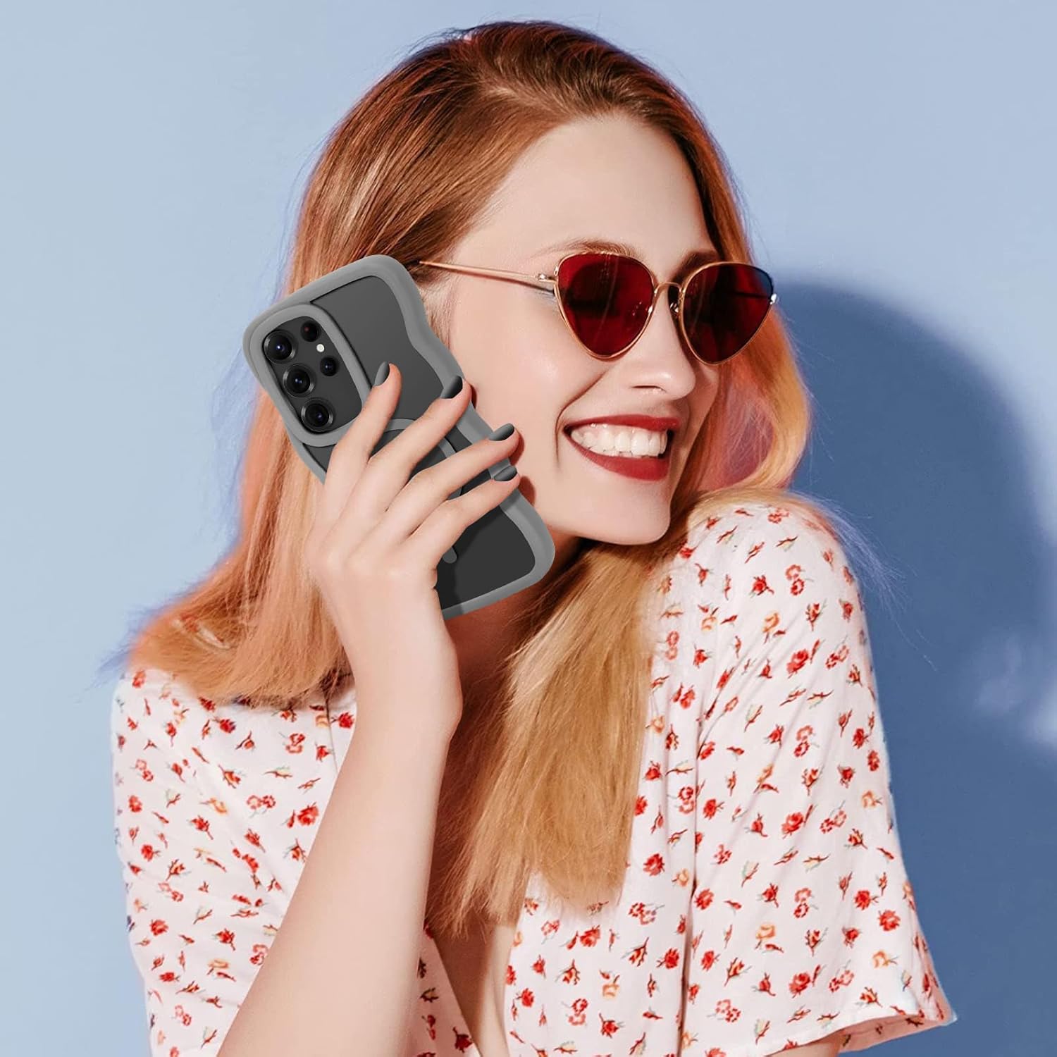 for Samsung Galaxy S25 Ultra Case, Curly Wavy Frame Hard Translucent Matte Clear Back Cover for Women Men Compatible with Magsafe Shockproof TPU Bumper Phone Case for Samsung S25 Ultra, Grey - Image 7